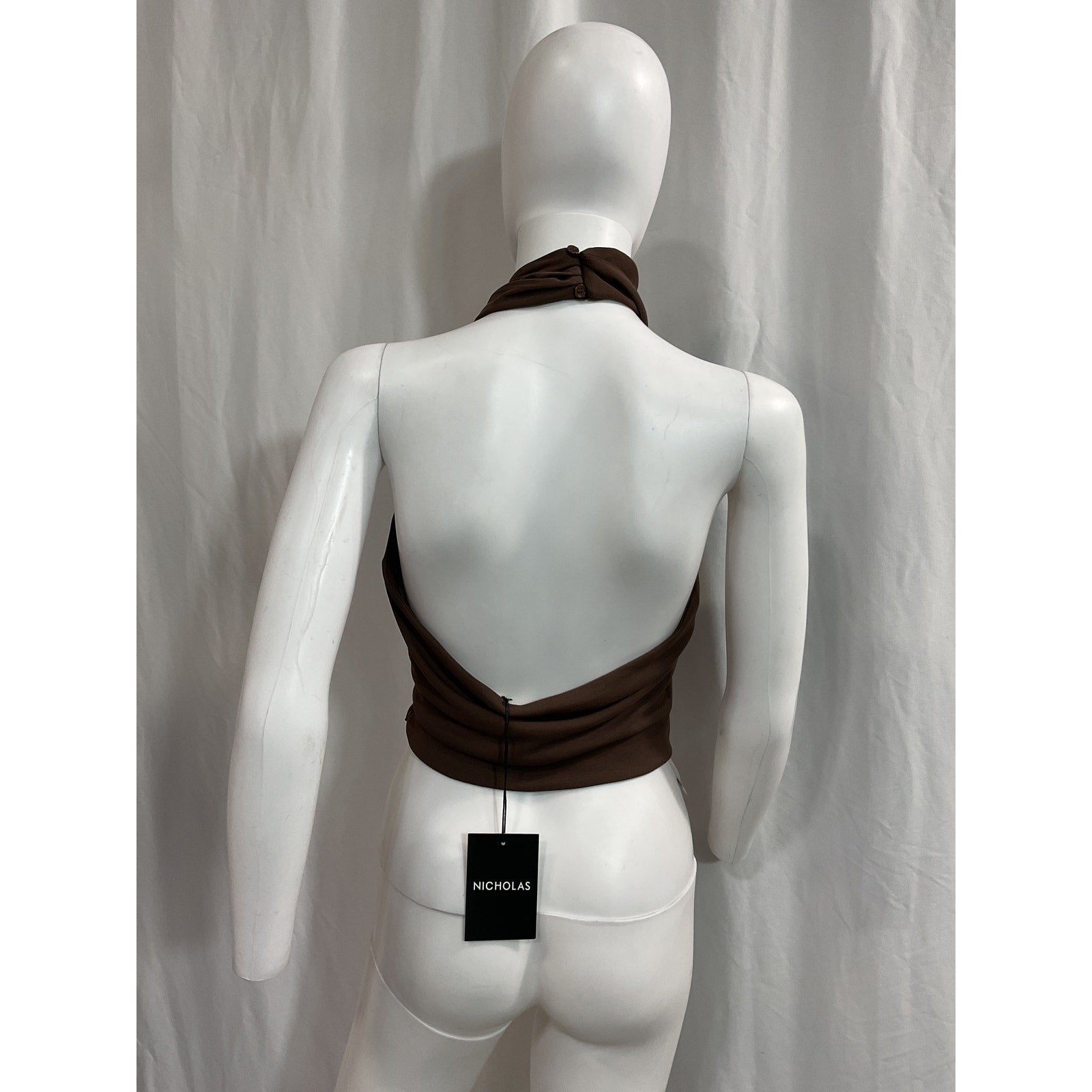 Nicholas 'Kaia' Brown Front Keyhole Halterneck Crop Top Size 8 - NWT