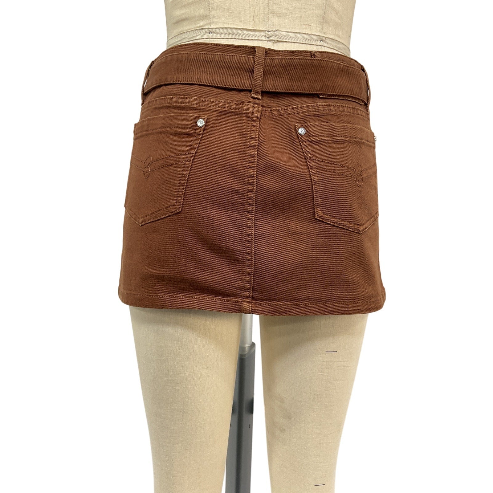 Blumarine Buckle Brown Cotton Mini Skirt Size 4