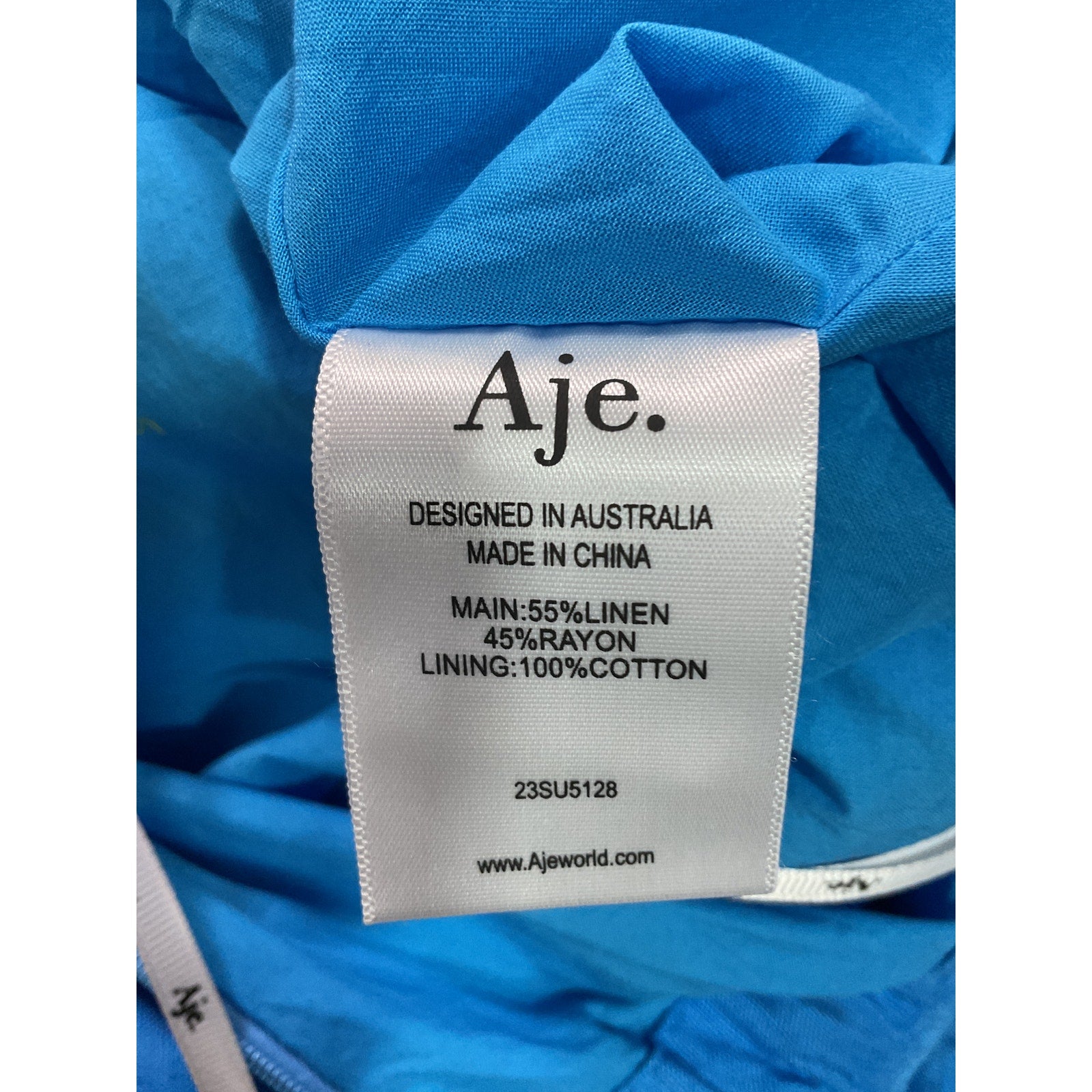 Aje 'Clara' Blue Tie Back Square Neck Mini Dress Size 8
