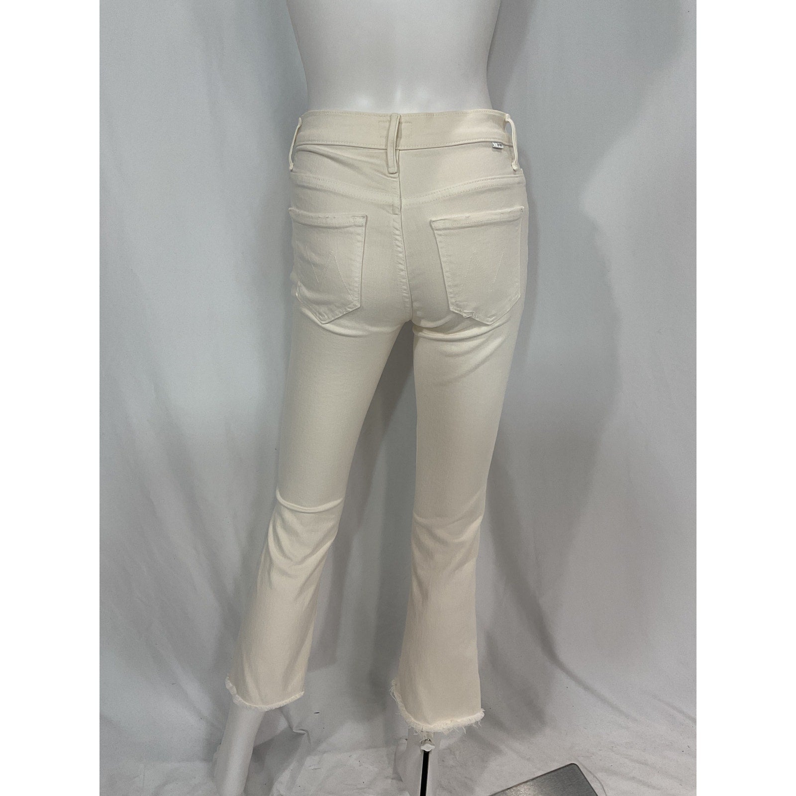 Mother 'Insider' White High Waist Crop Step Hem Denim Jeans Size 25