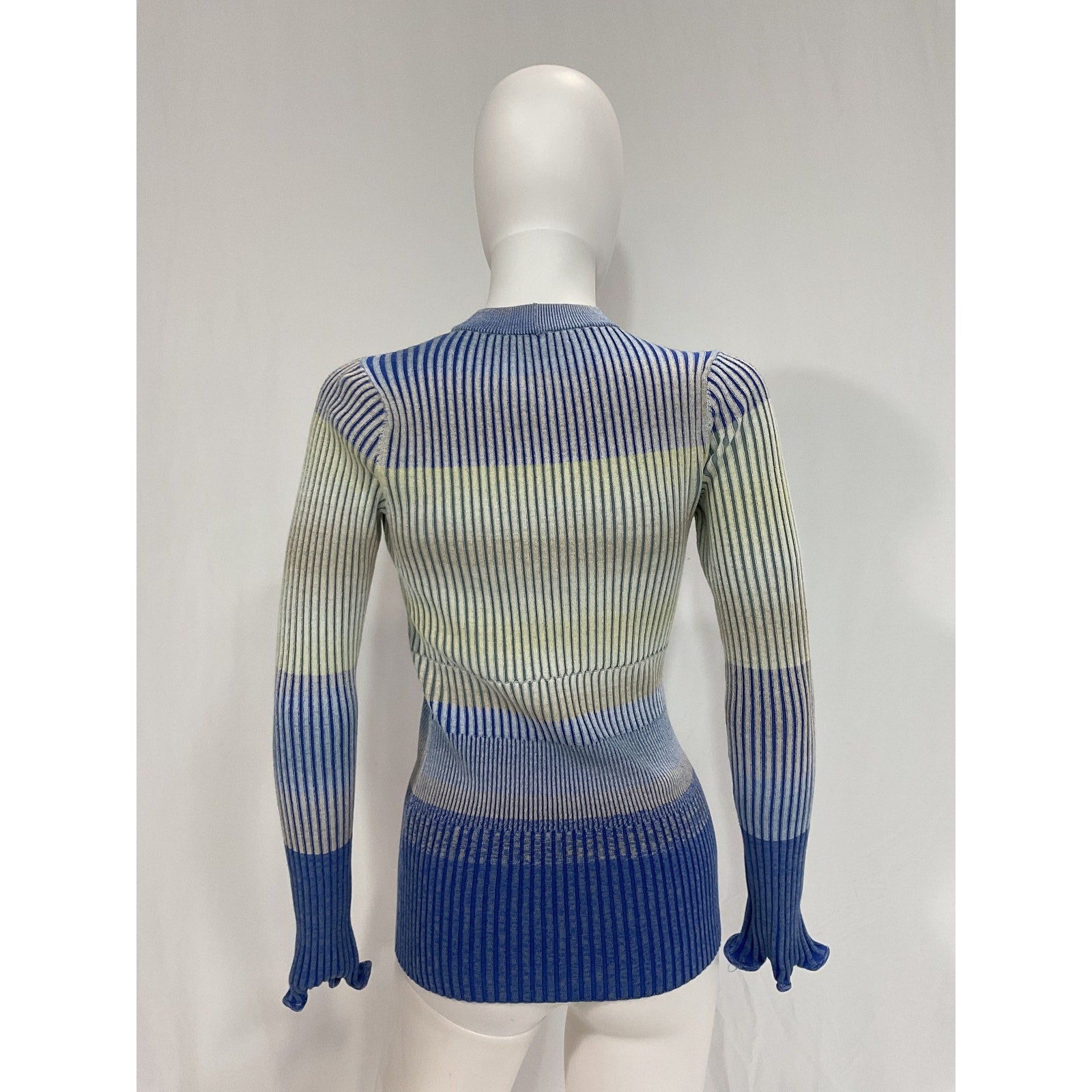 Simkhai 'Akita' Blue Space-Dyed Ribbed Cotton-Blend Sweater Size S