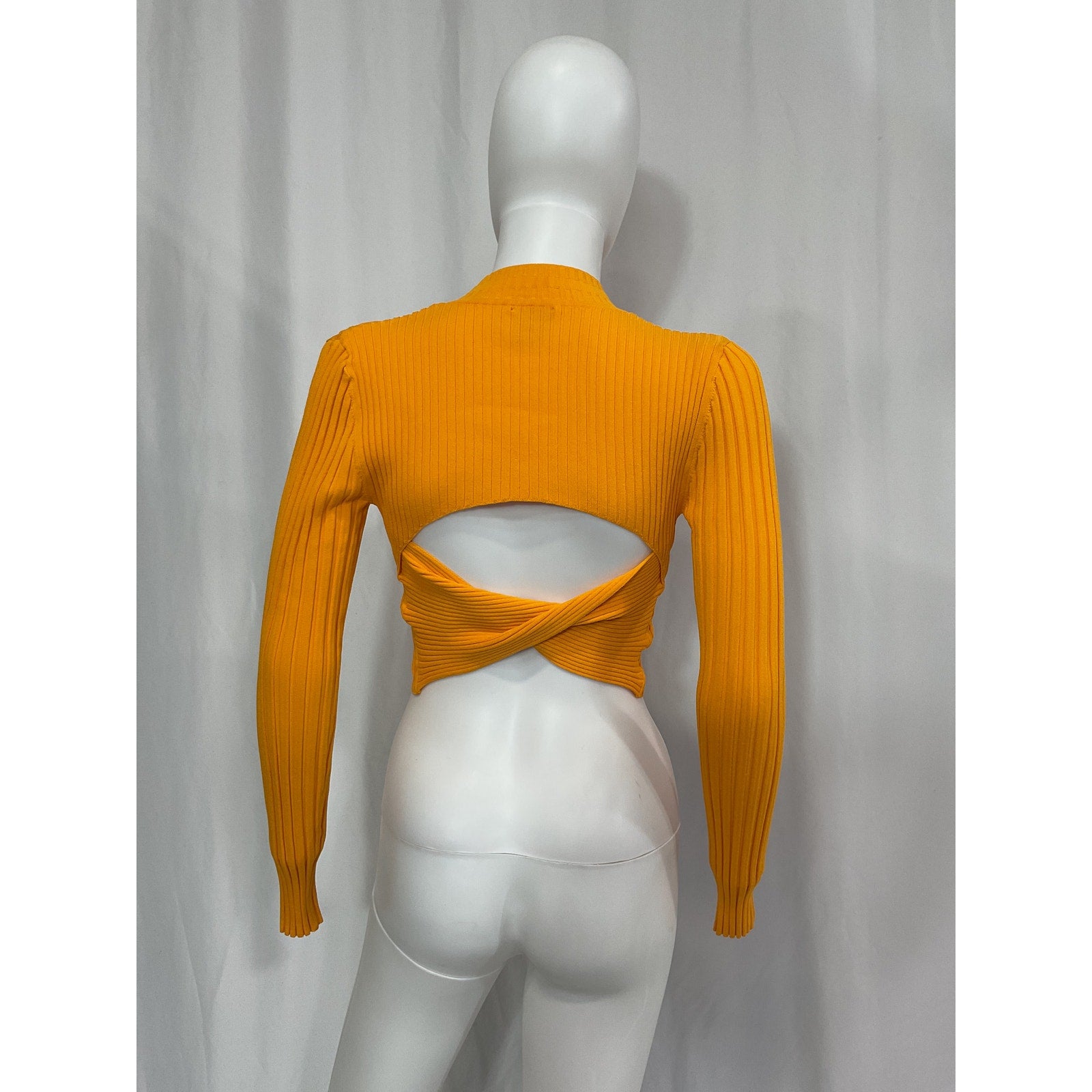 Aje 'Edner' Gold Cropped Knit Open Back Top Size XS