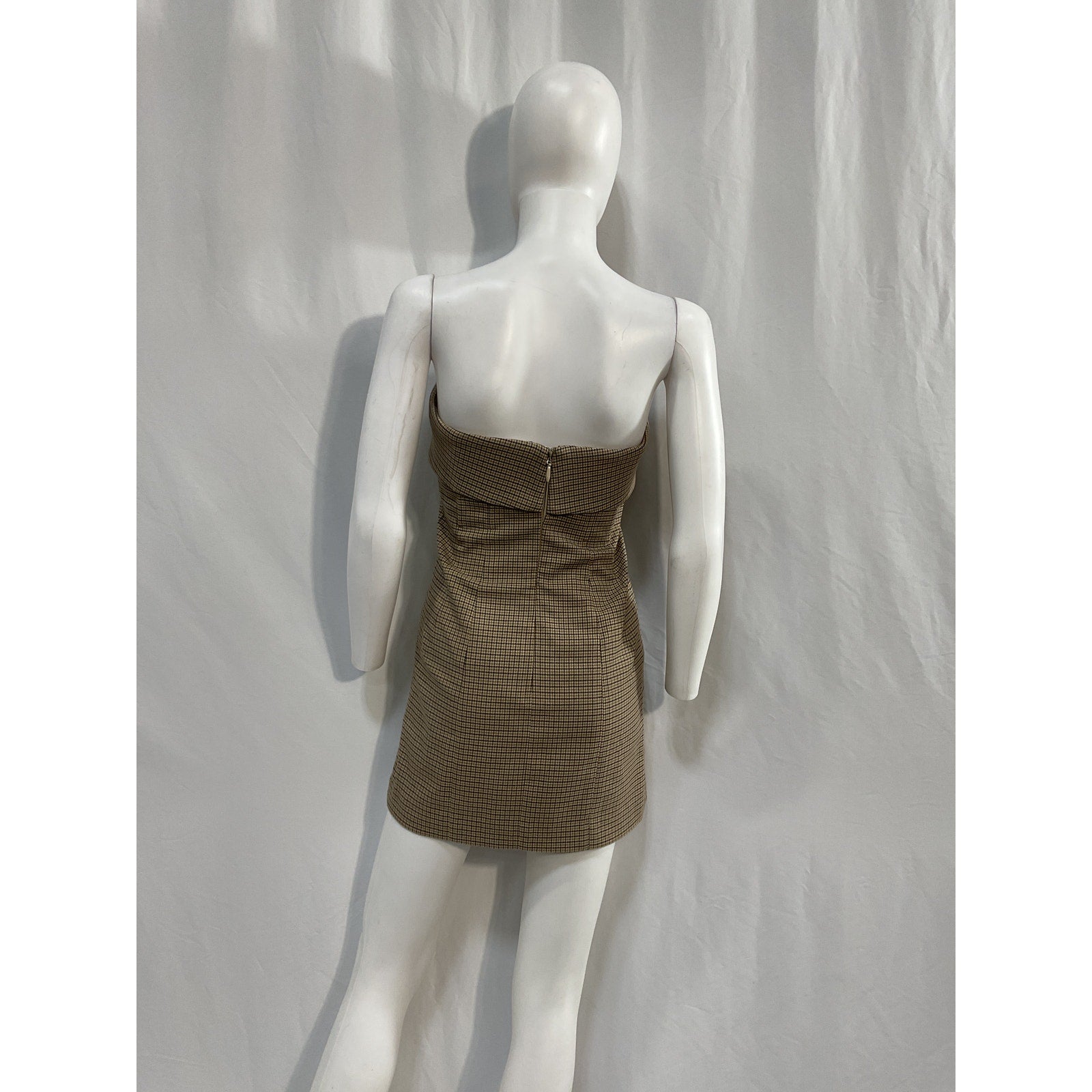 Helsa 'Plaid' Brown Polyester Mini Suit Dress Size S