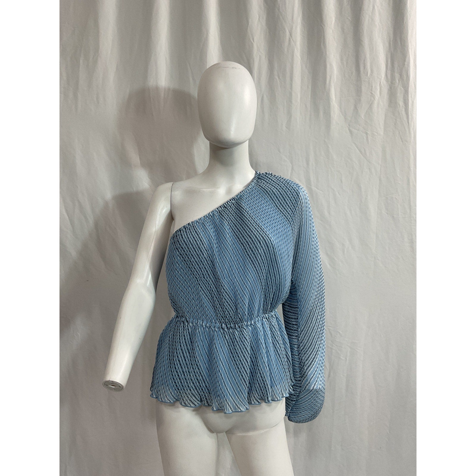 Ganni 'Pleated' Blue Georgette Blouse Size 40