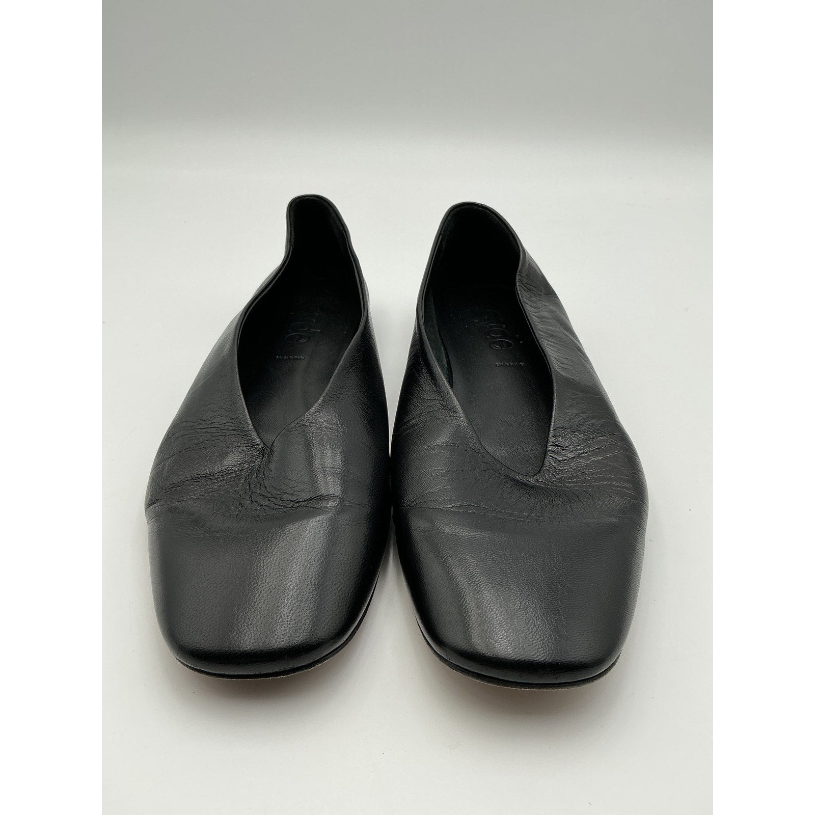Aeyde 'Kirsten' Black Leather Ballet Flats Size 10