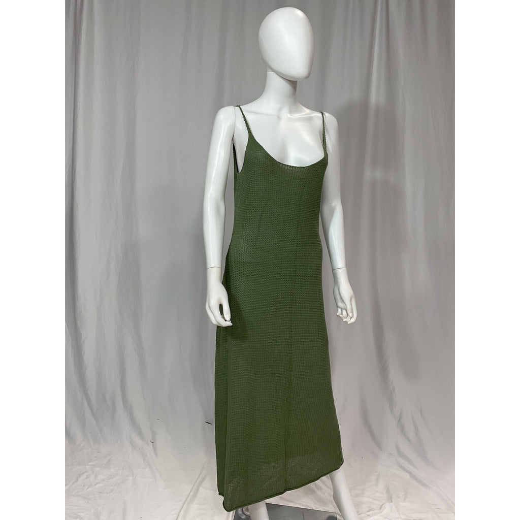Onia 'Textured' Green Linen Sweater Scoop Maxi Size M - NWT