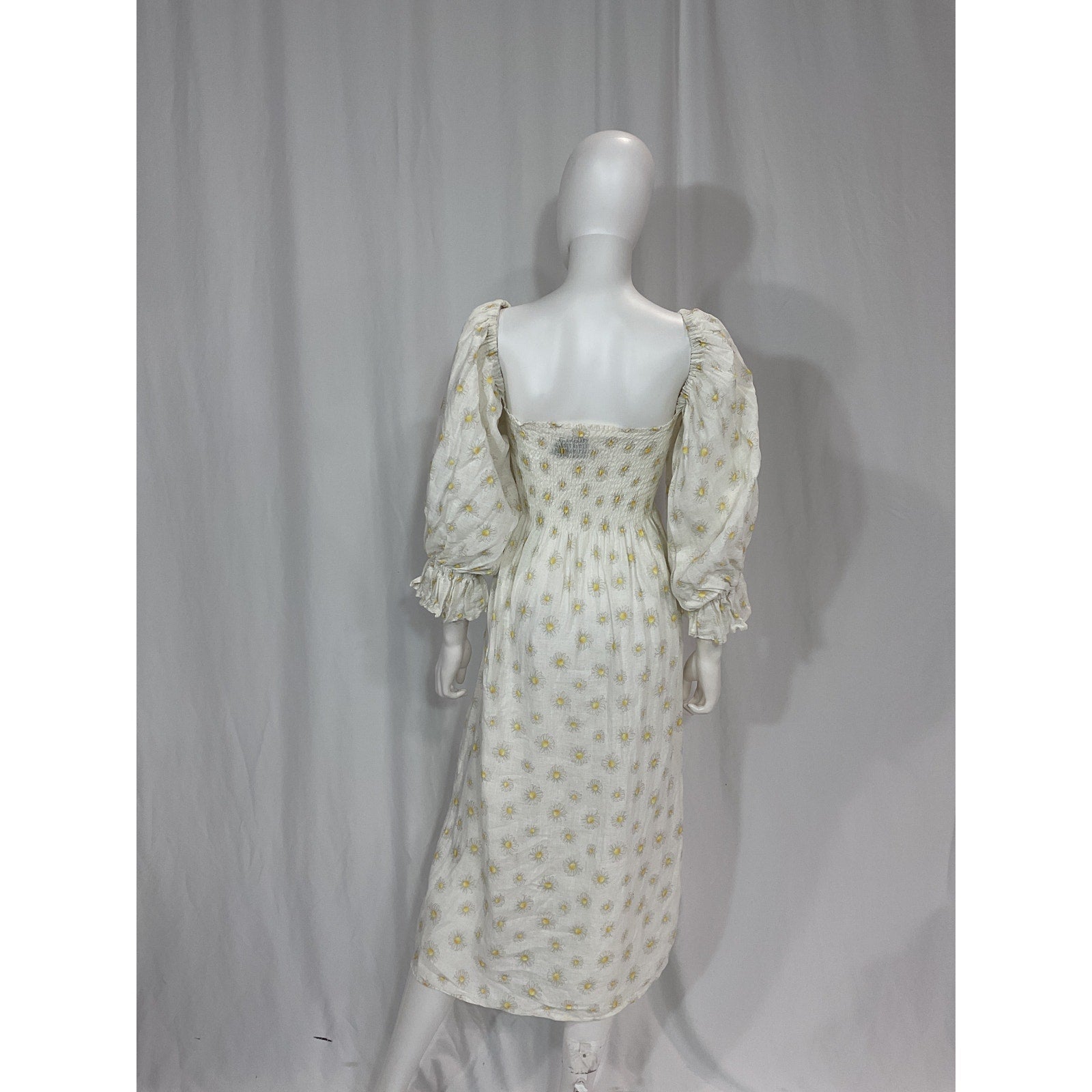 Sleeper 'Atlanta' White Daisy-Print Midi Dress Size S