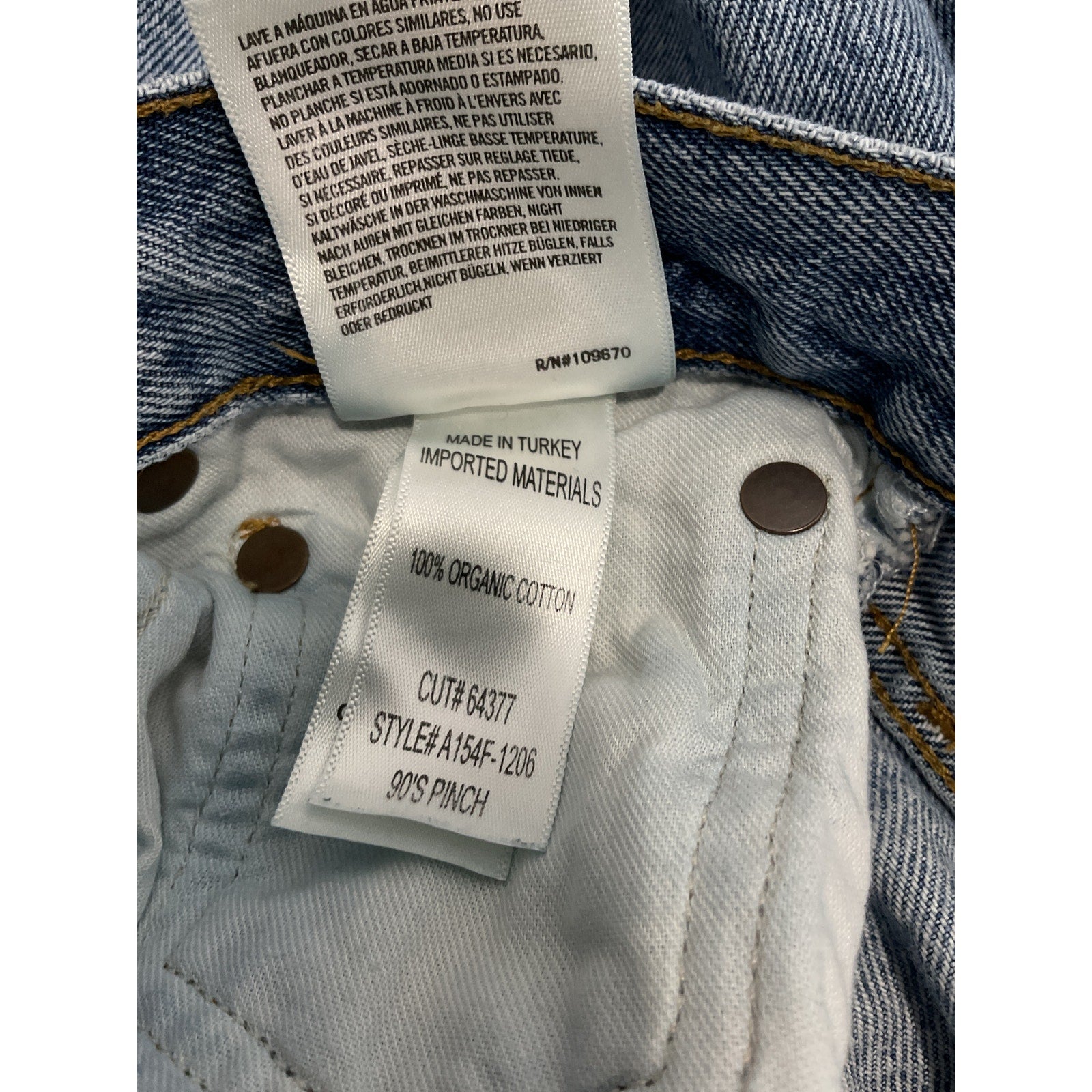 Agolde '90's' Blue Pinch Waist Distressed Denim Jean Size 26