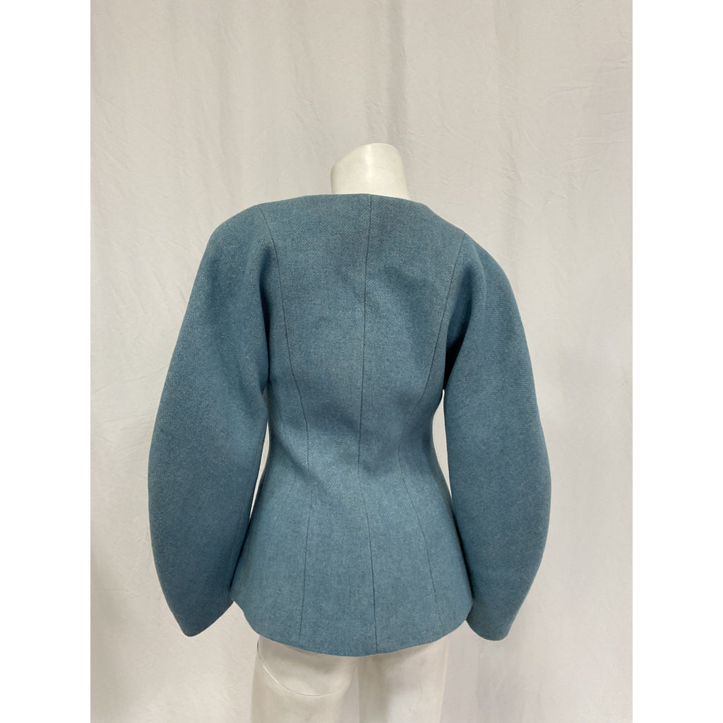 Ganni 'Twill' Grey Wool Suiting Blazer Size 34