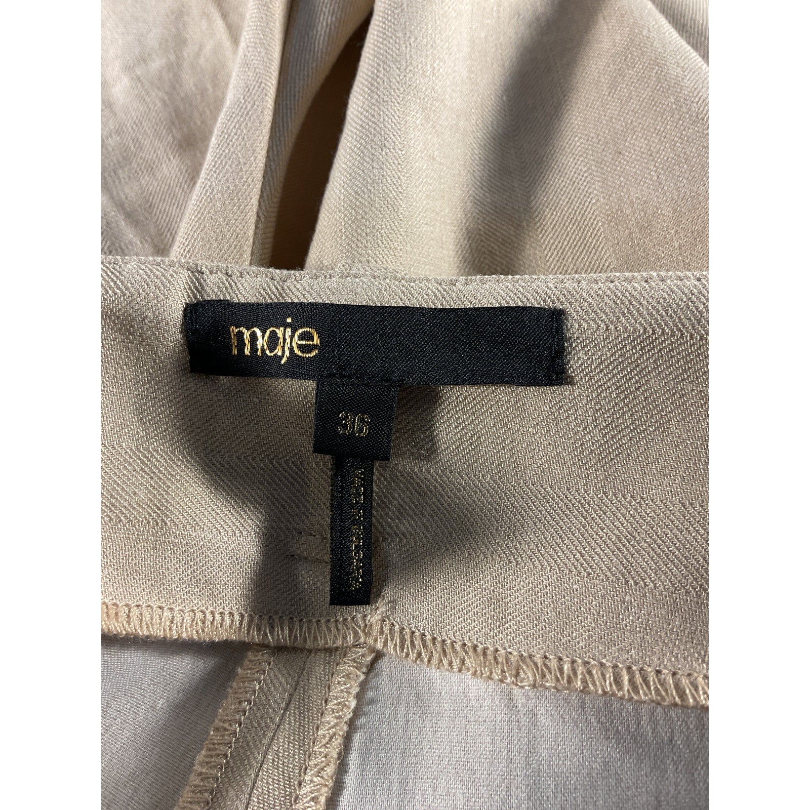 Maje 'Asymmetric' Tan Linen Blend Cargo Shorts Size 1