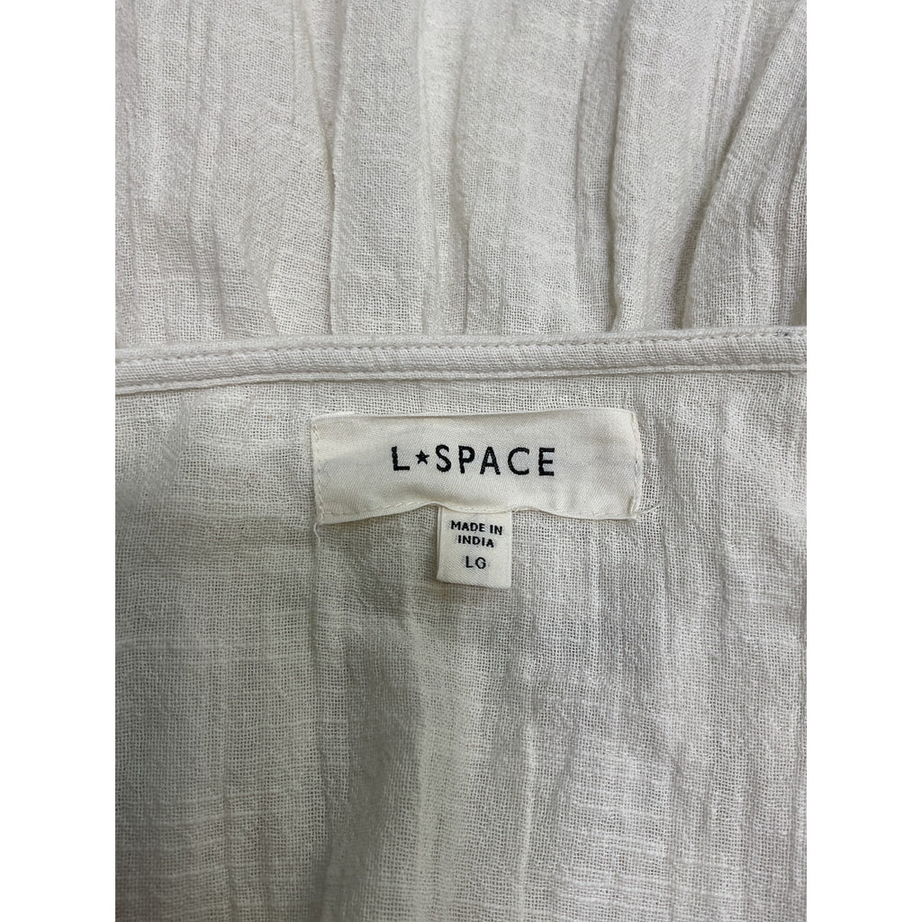 L*Space 'Ocean' Cream Cotton Eyes Tunic Dress Size L