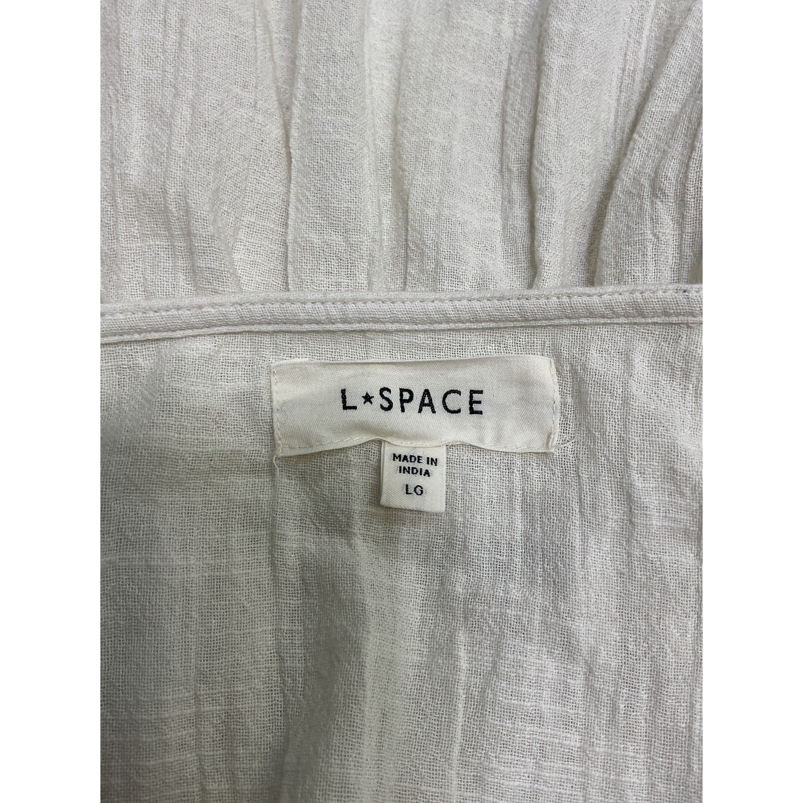 L*Space 'Ocean' Cream Cotton Eyes Tunic Dress Size L