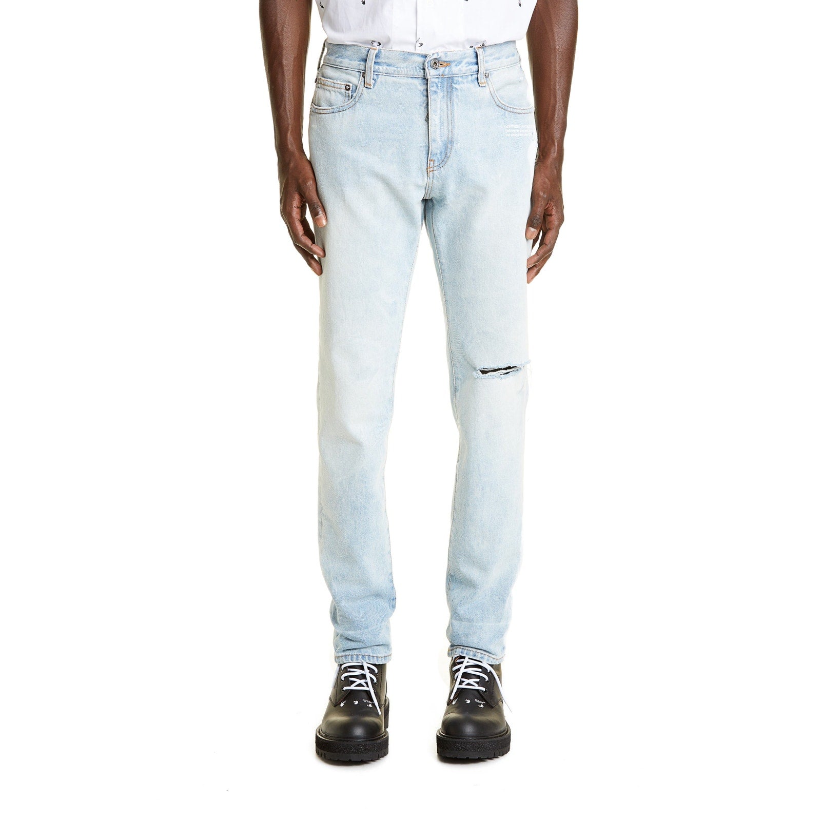 Off-White 'Distressed' Blue Skinny Denim Jean Size 30