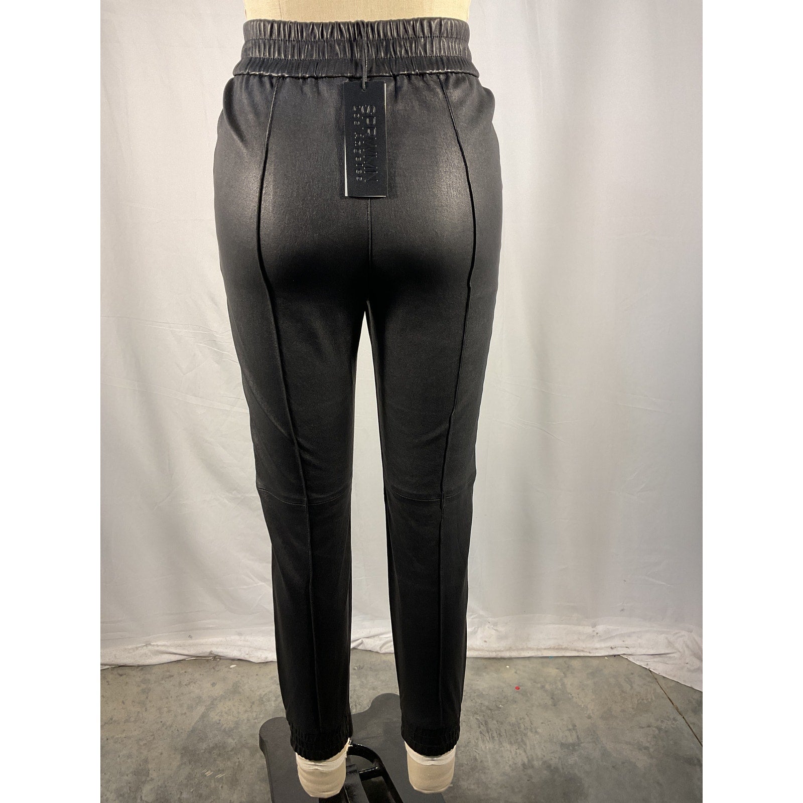 Sprwmn Slim Fit Black Leather Cuffed Jogger Size XS - NWT