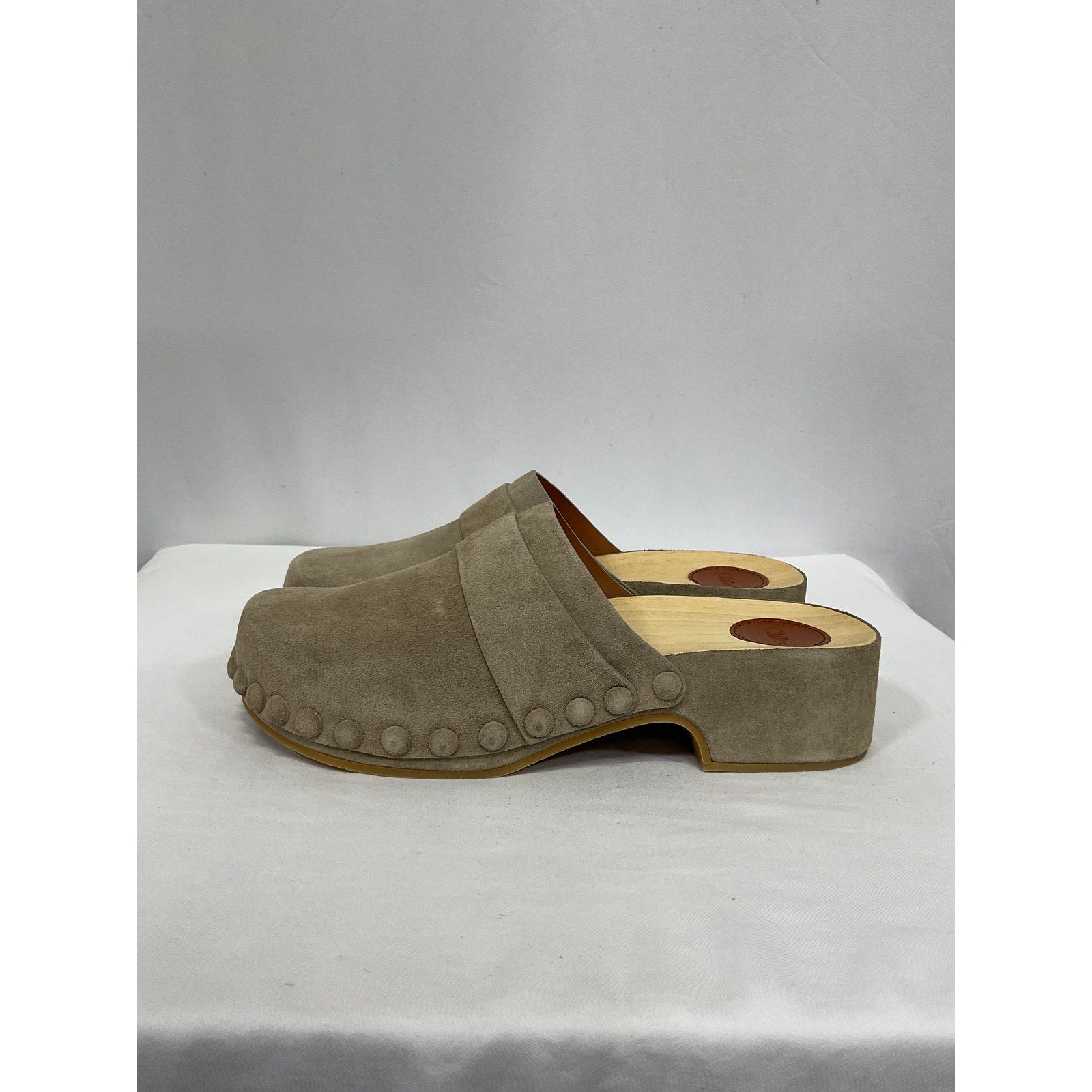 Chlo� 'Joy' Beige Leather Clogs Size 9 - NWT