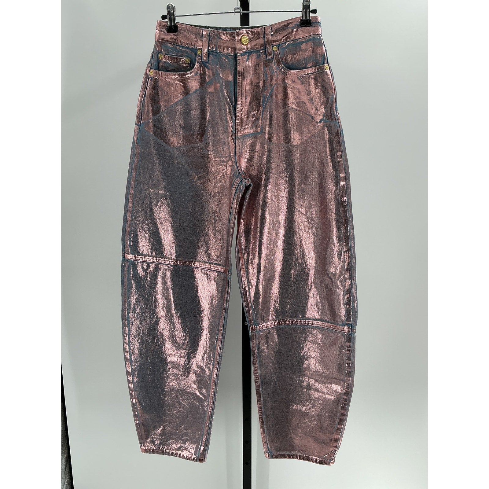 Ganni 'Foil' Pink Cotton Denim Stary Jean Size 24