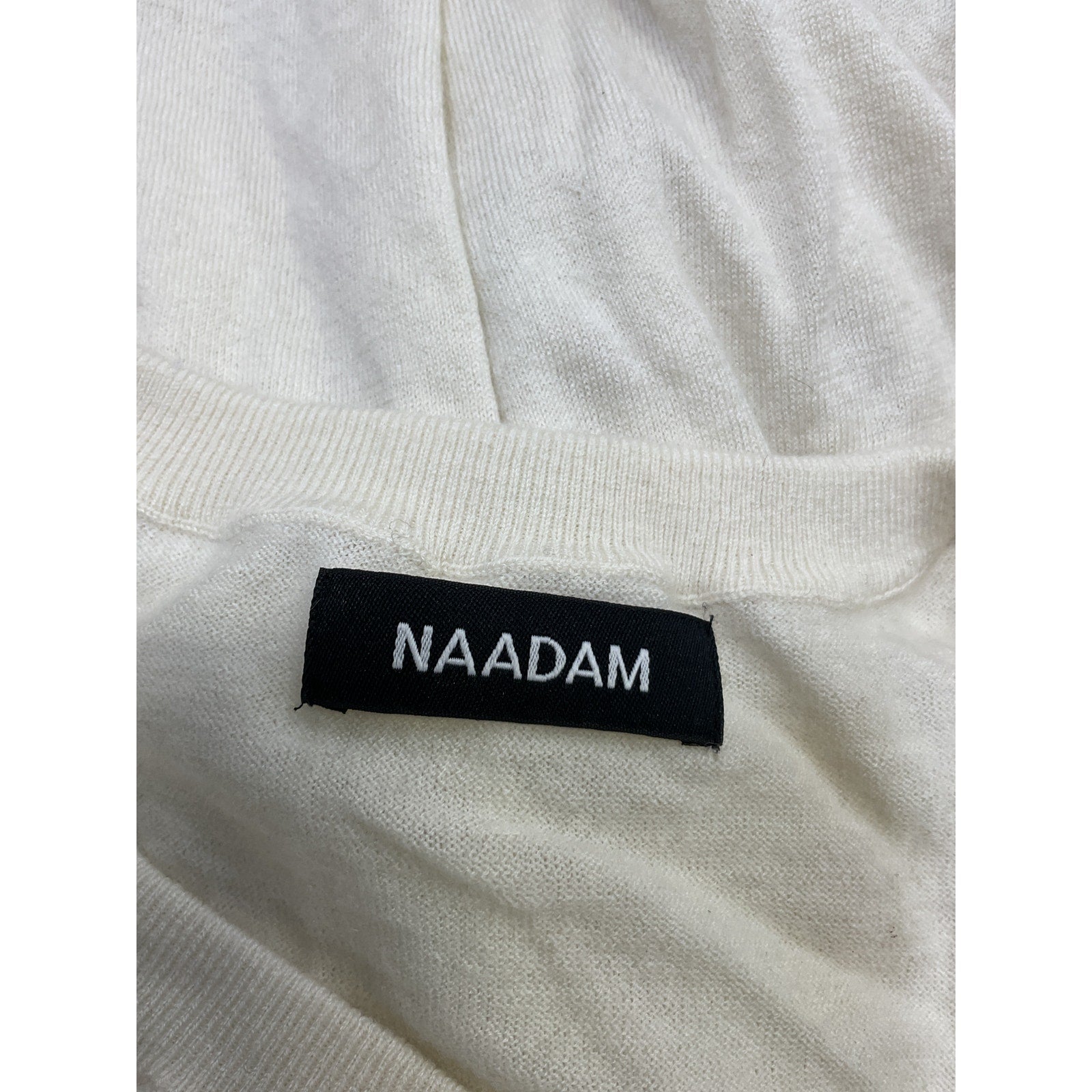 Naadam 'Fancy' White Cashmere V-Neck Sweater Size S