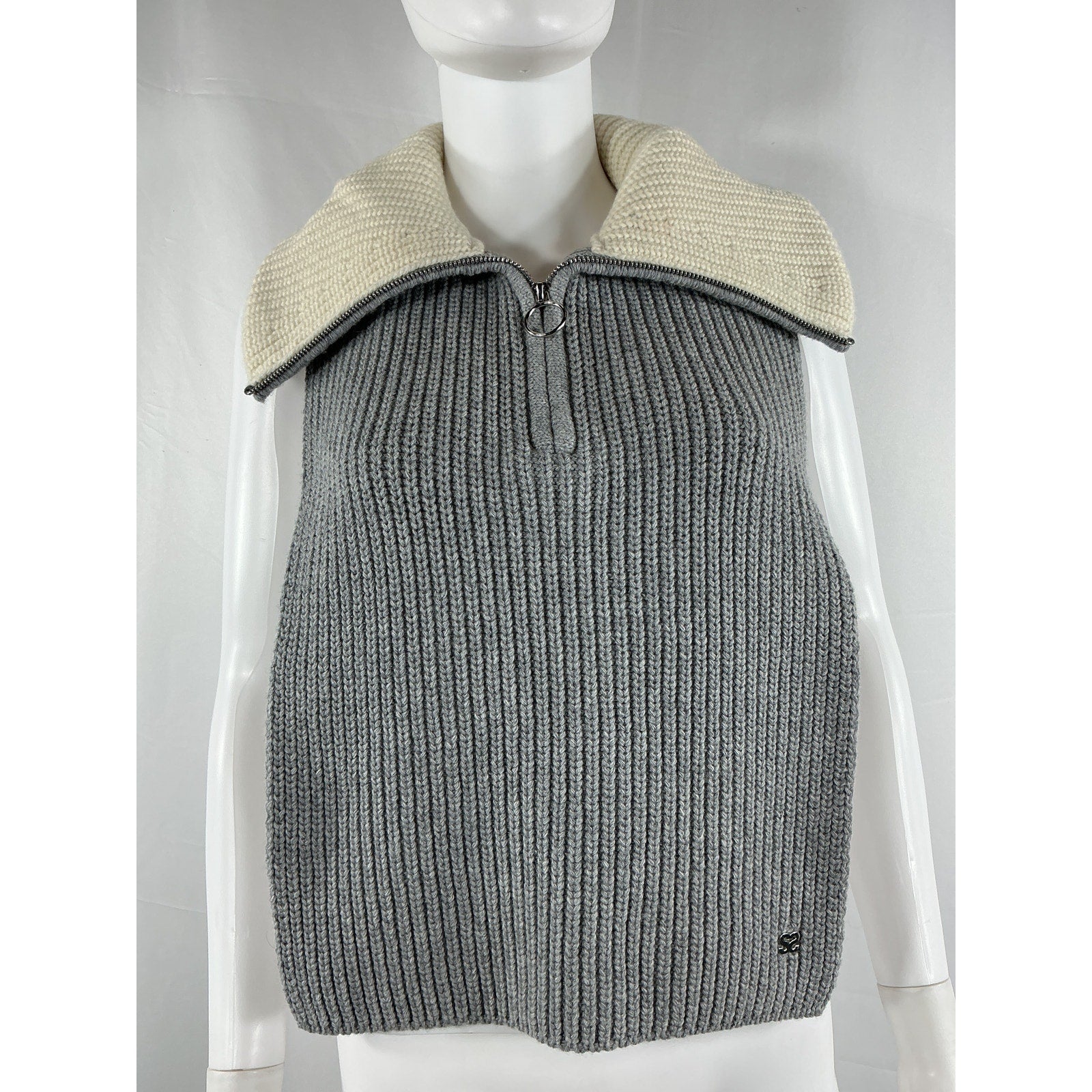 Sandro Grey Wool Half-Zip Scarf Size OS