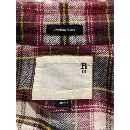 R13 'Plaid' Red Cotton Oversized Boxy Shirt Dress Size S