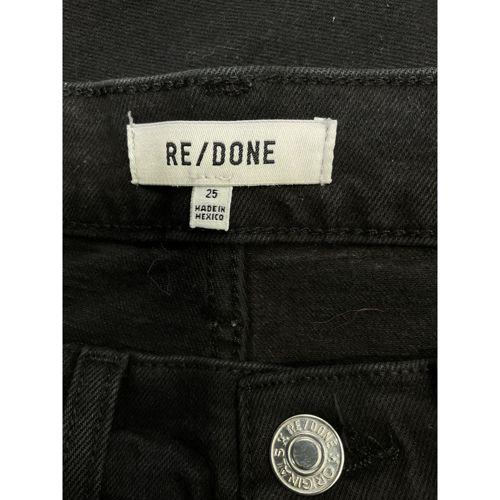 Re/Done '70S' Black Cotton High Rise Skinny Boot Denim Jean Size 25