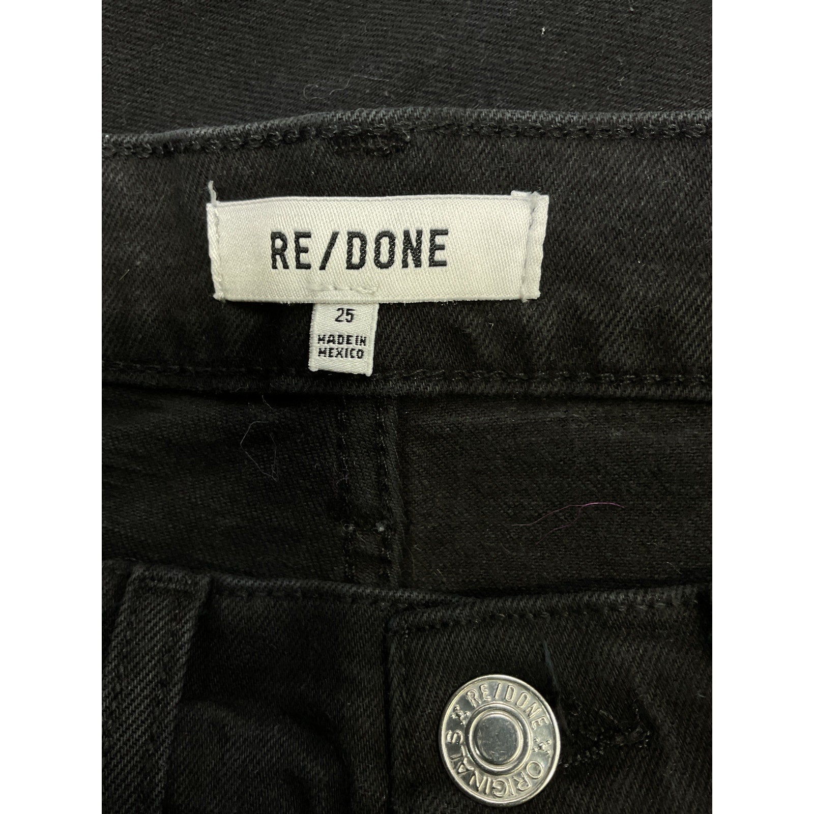 Re/Done '70S' Black Cotton High Rise Skinny Boot Denim Jean Size 25