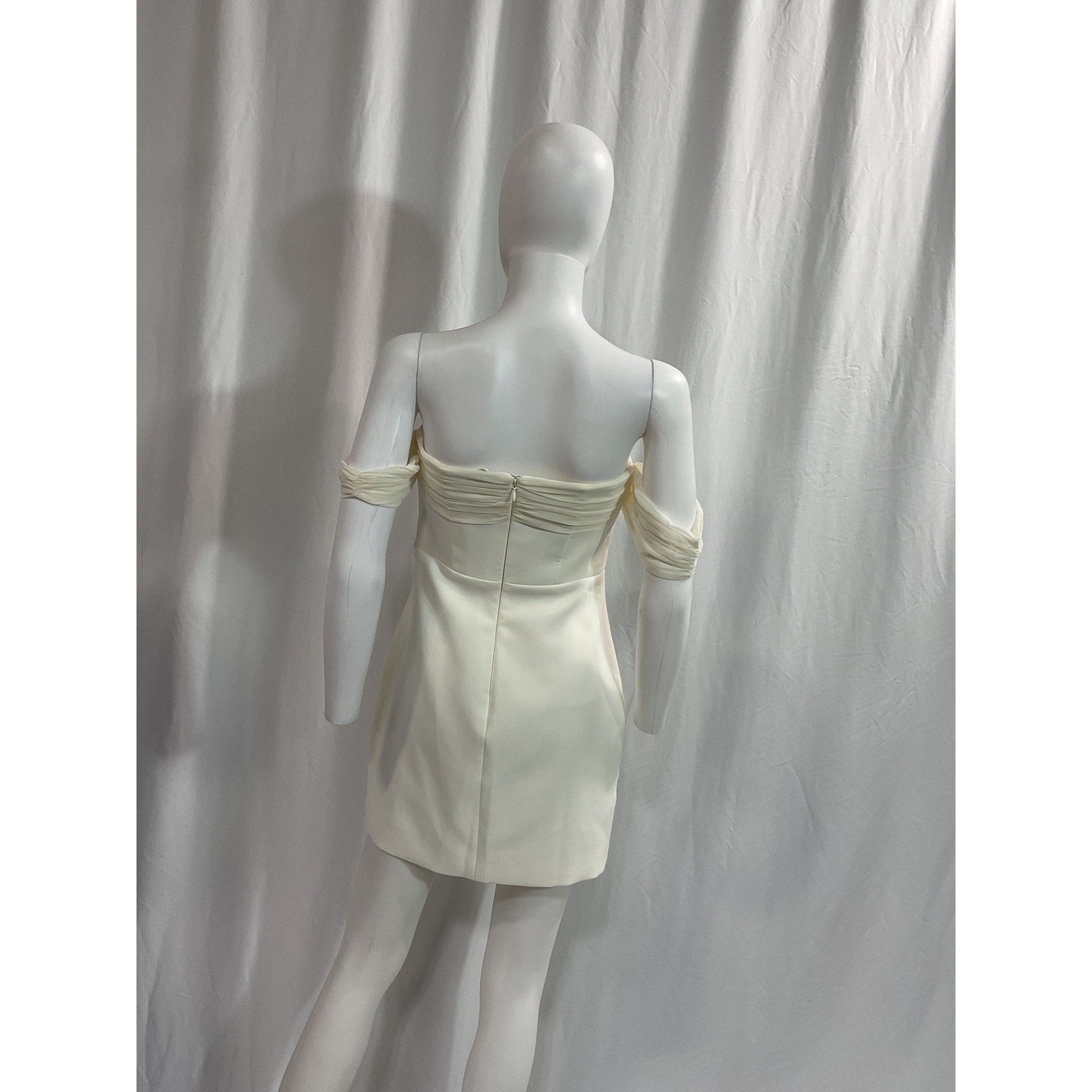 Likely 'Paz' White Off Shoulder Chiffon Crepe Dress Size 4