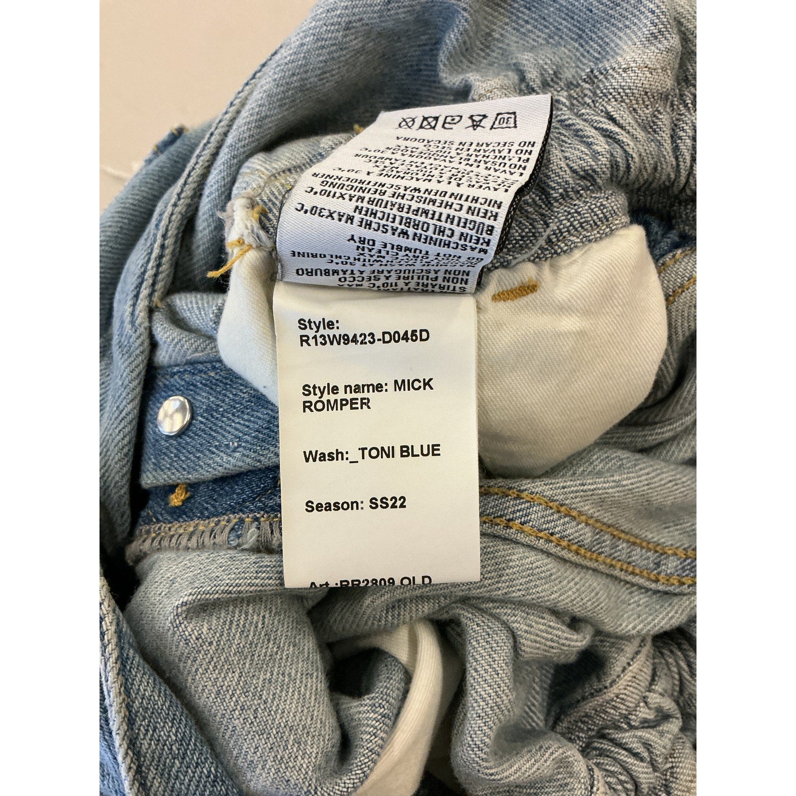 R13 'Mick' Blue Romper Size XS