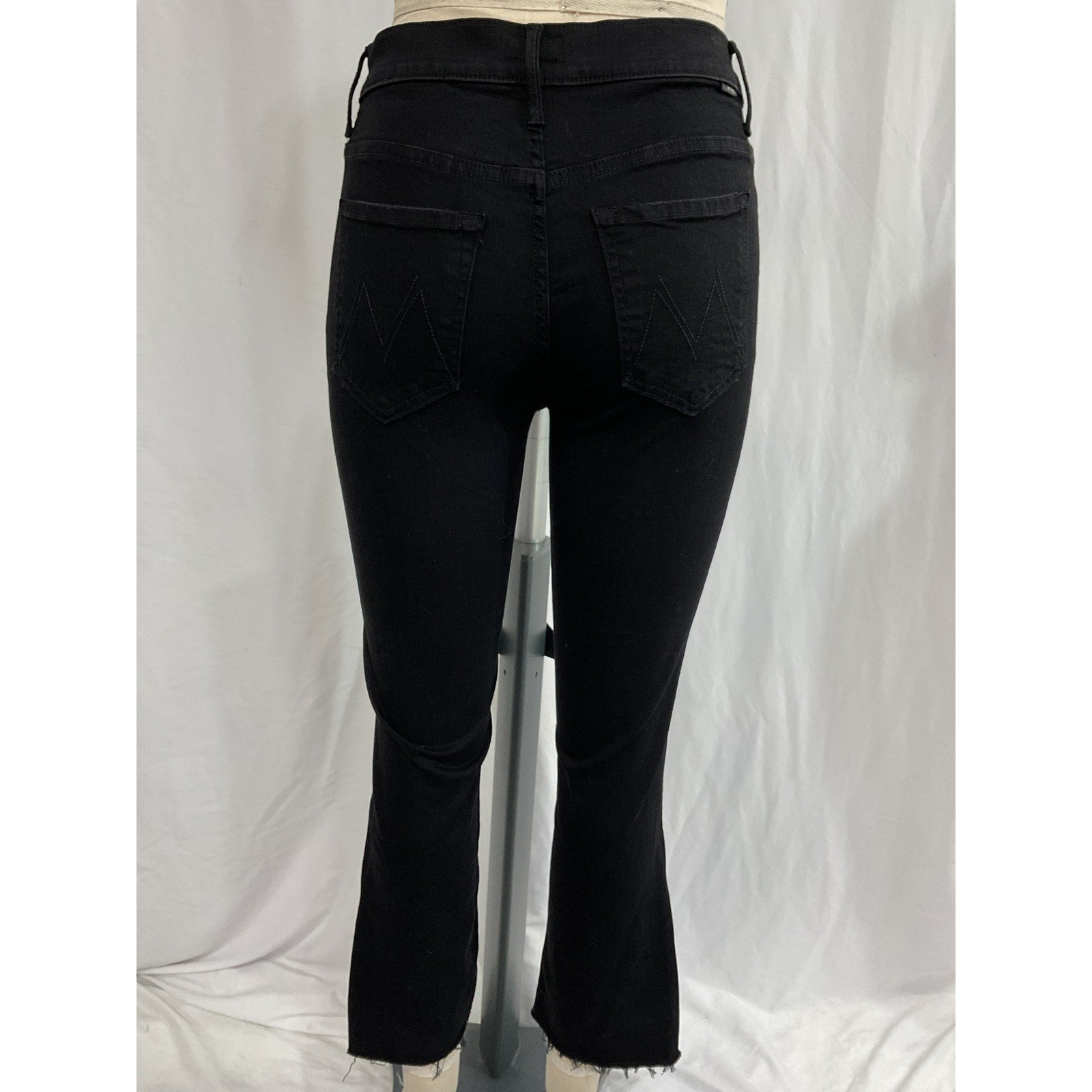 Mother 'Insider' Black Crop Step Fray Denim Jean Size 27