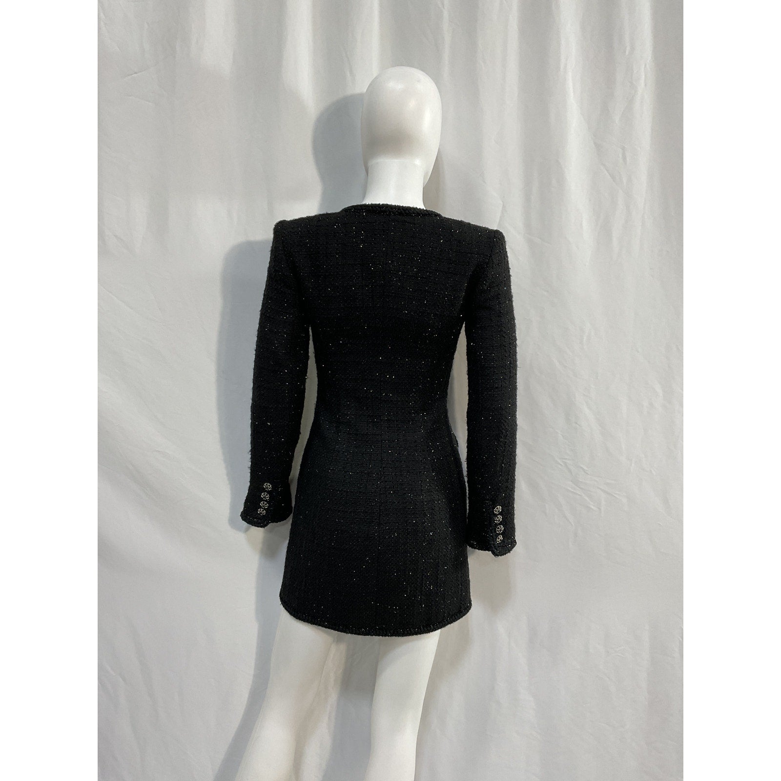 Self-Portrait 'Boucle' Black Polyester Mini Dress Size 2