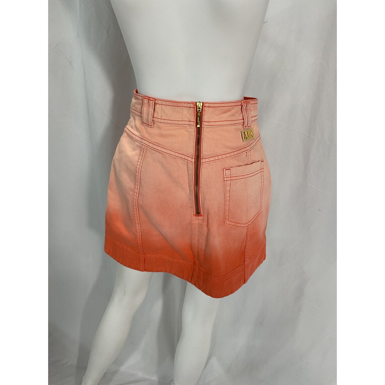 Aje 'Ember Ombre' Orange Denim Mini Skirt Size 8