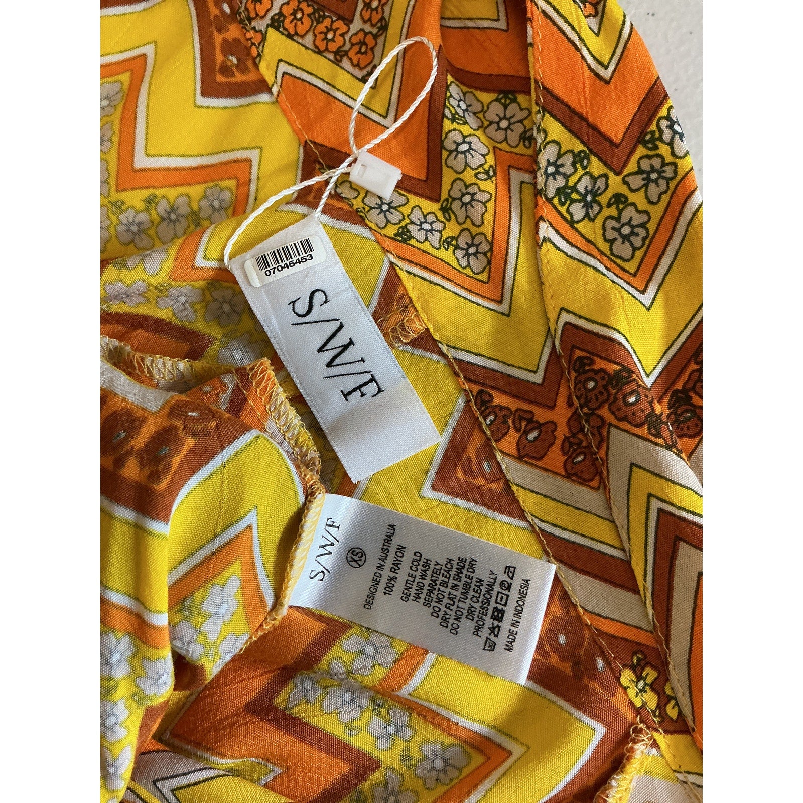 Swf 'Plunge' Yellow Rayon Dress Size XS