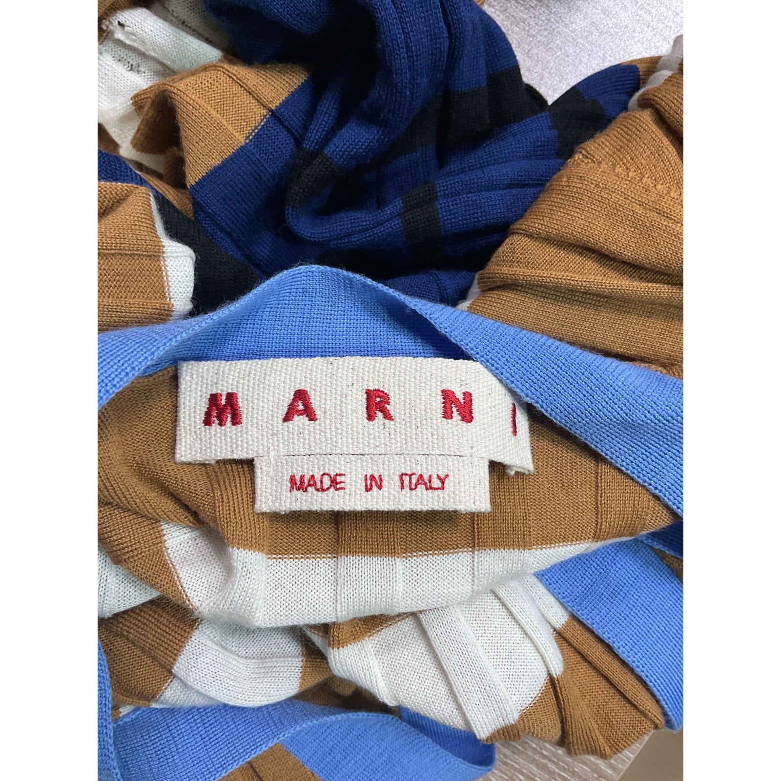 Marni 'Striped' Brown Ribbed Wool Cardigan Size S