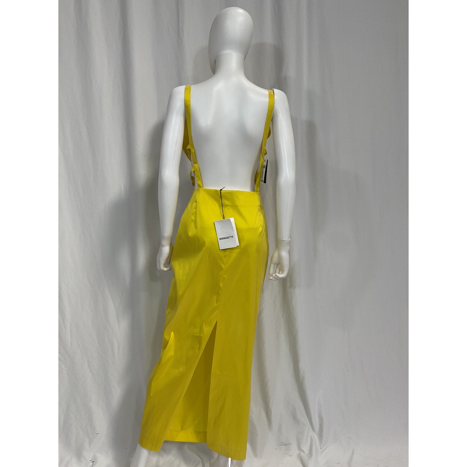 Bernadette 'Kim' Yellow Open- Back Bow Embellished Taffeta Midi Dress Size 12 - NWT