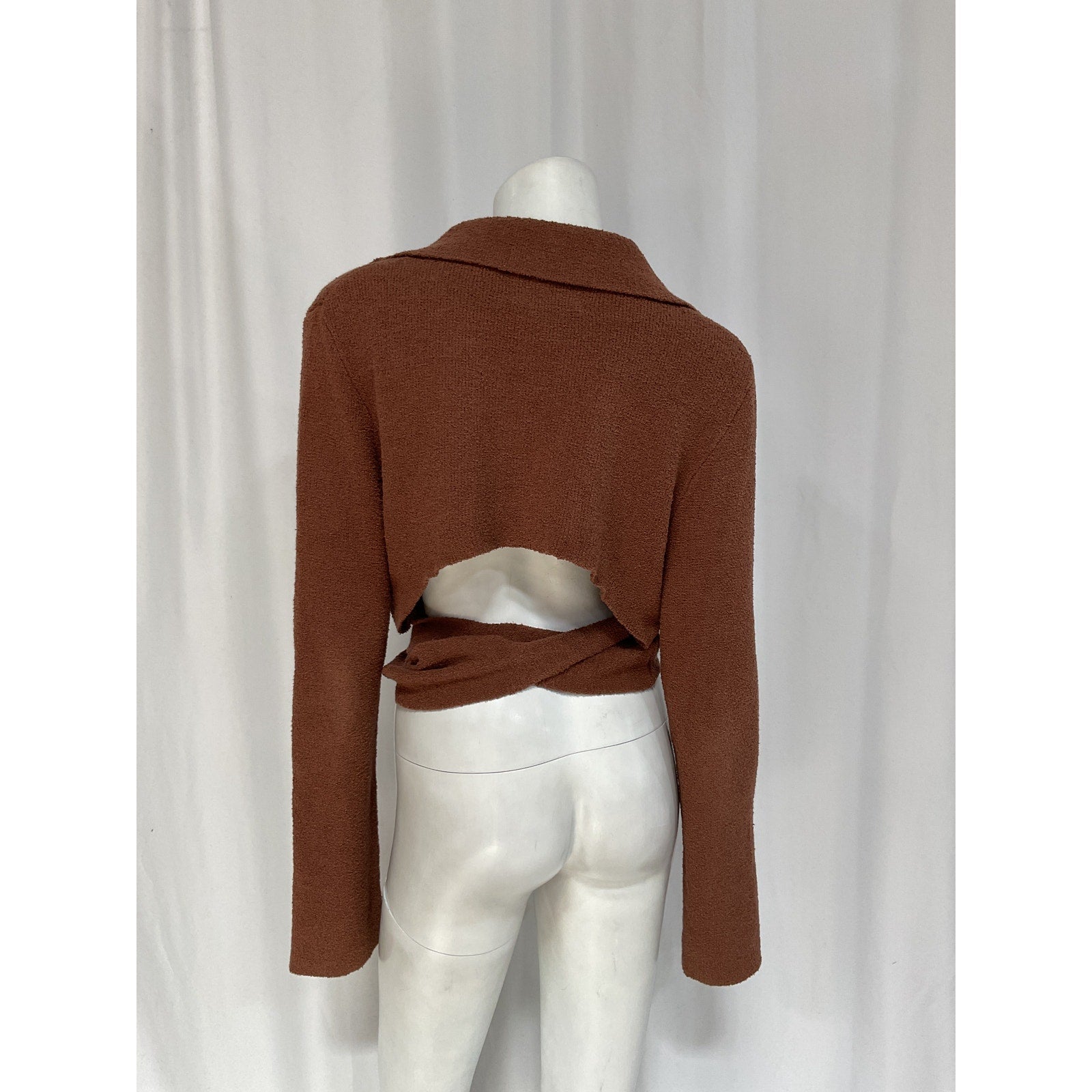 Nanushka 'Wrap' Brown Open Back Polo Sweater Size P
