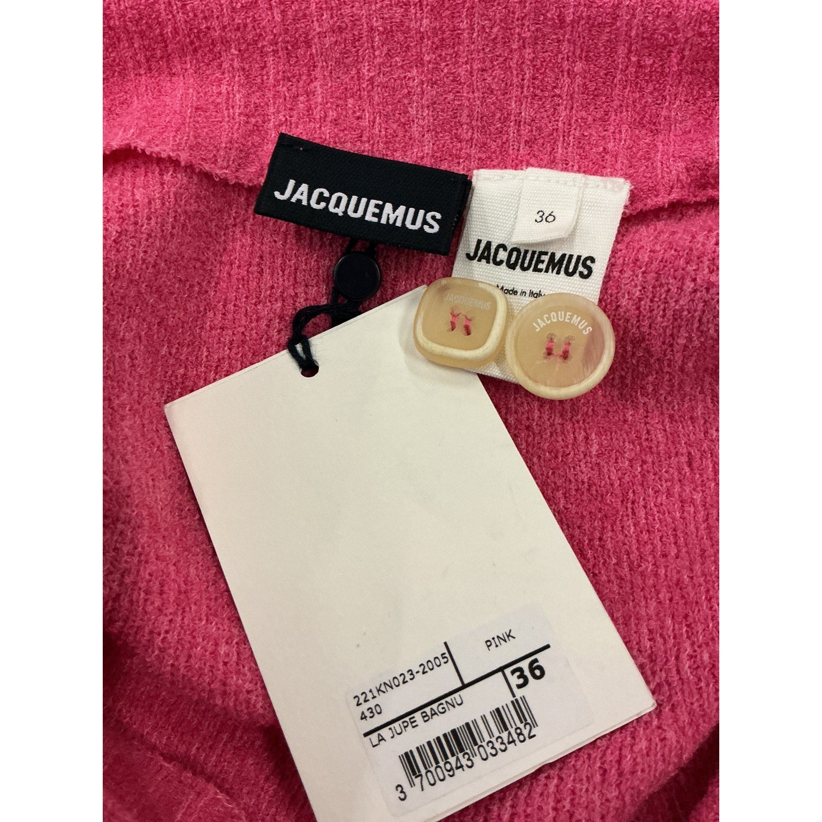 Jacquemus 'La Jupe Bagnu' Pink Terry Cloth Skirt Size 36 - NWT