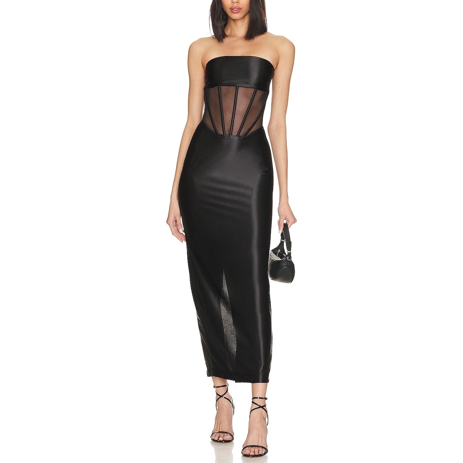 Retrofete 'Baila' Black Satin Dress Size S