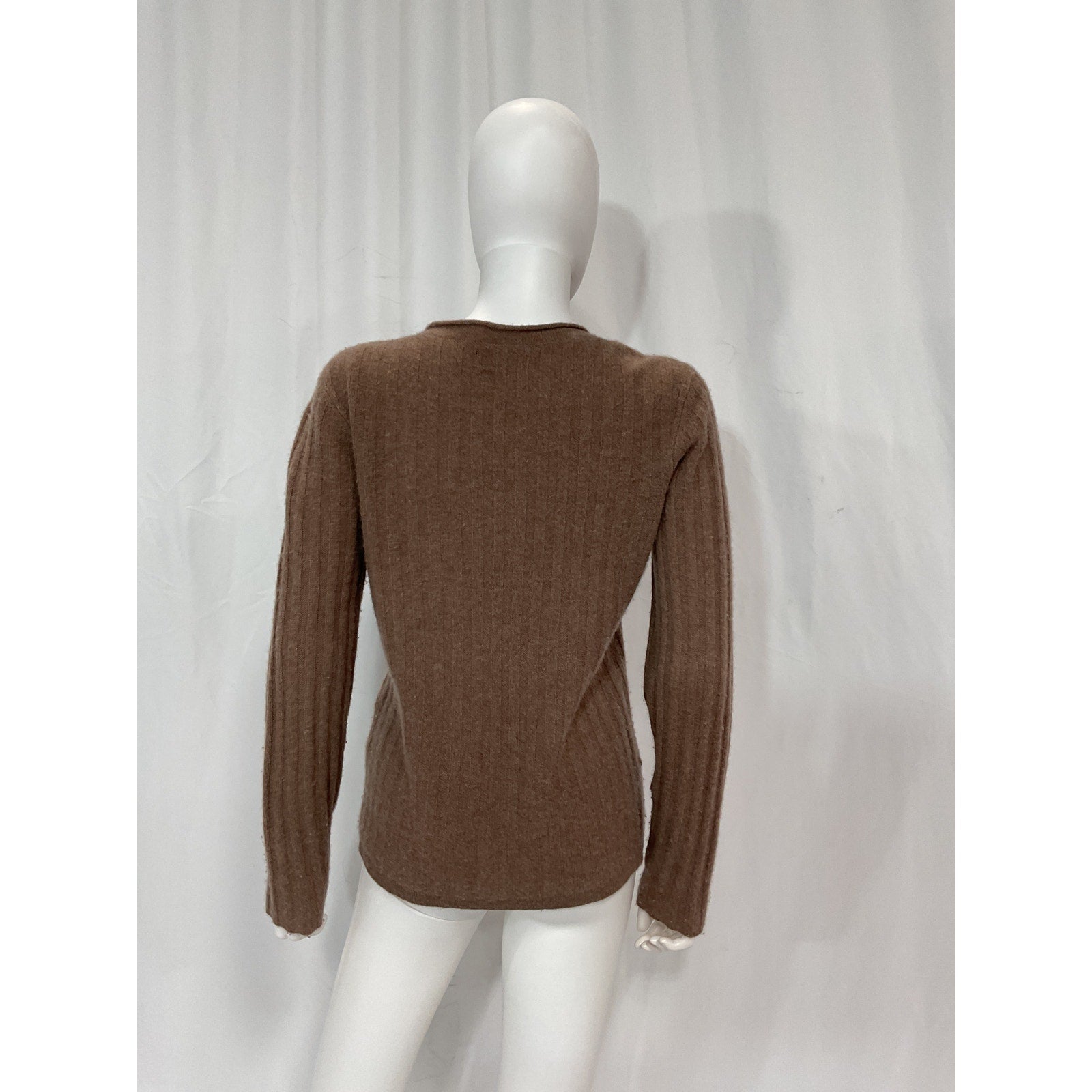 Naadam Cashmere 'Ribbed' Brown Crewneck Sweater Size M