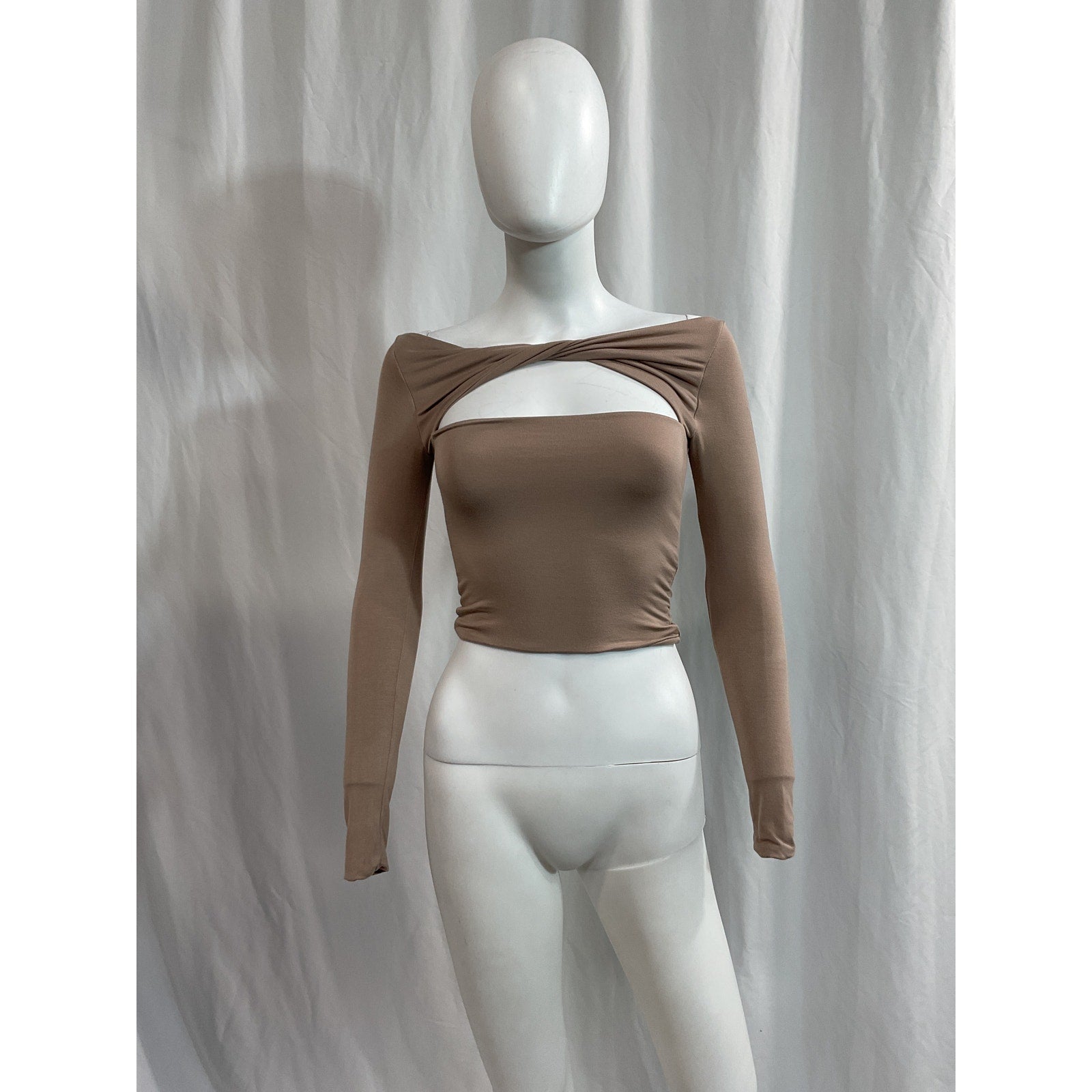 Ser.O.Ya 'Artemis' Beige Front Cut Out Off Shoulder Top Size XS