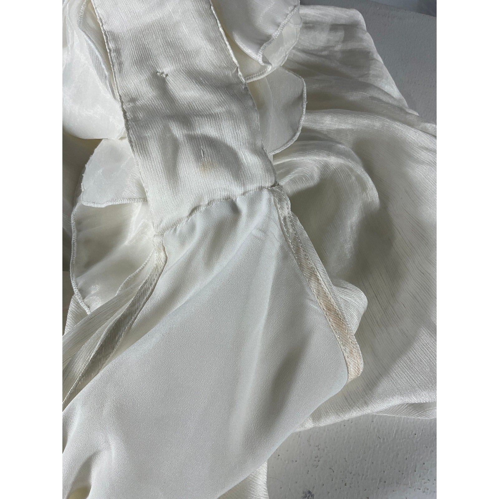 Aje 'Quintessa' Ivory Linen Flower Ruffle Blouse Size 12