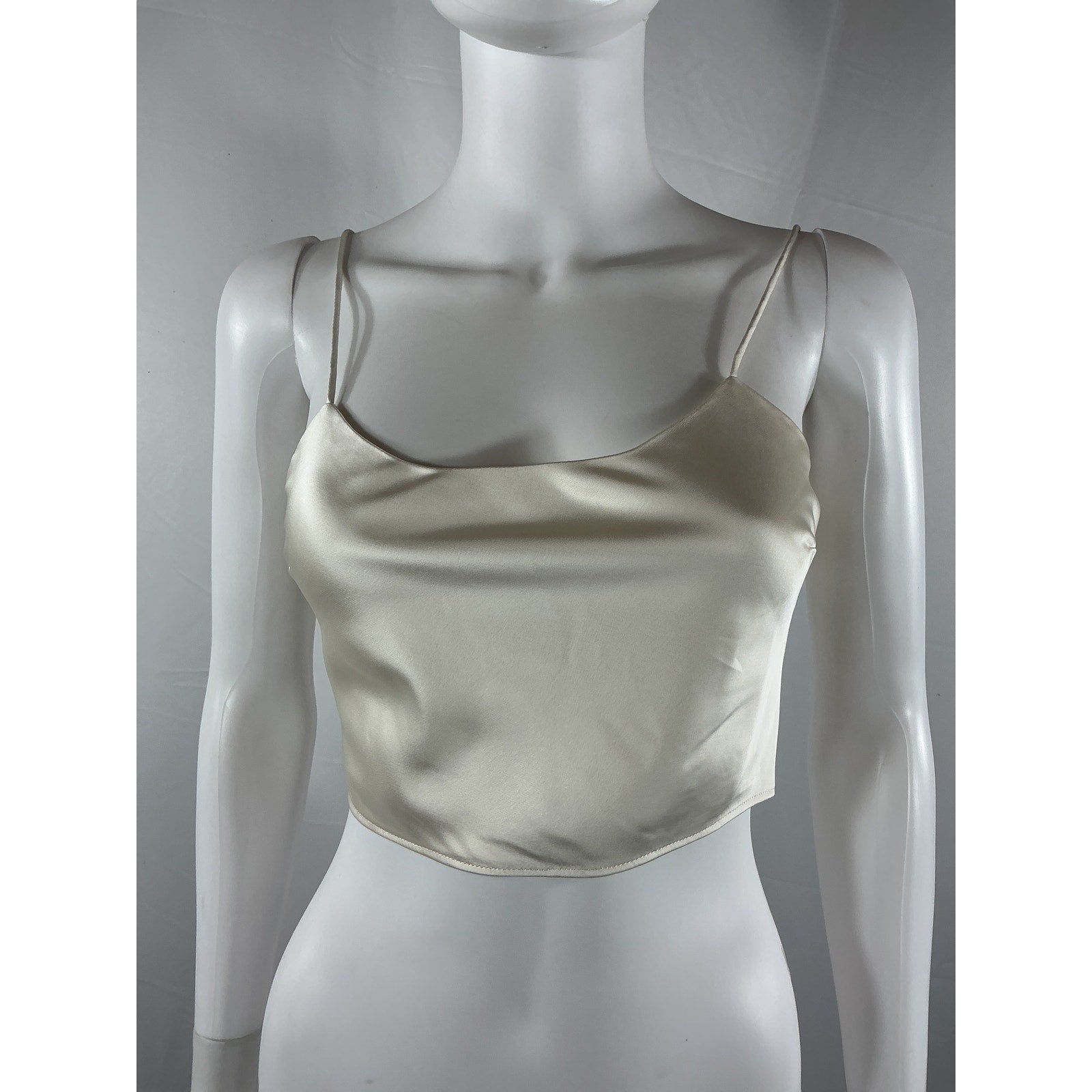 L'Academie 'Anor' White Polyester High Shine Satin Cami Top Size XS