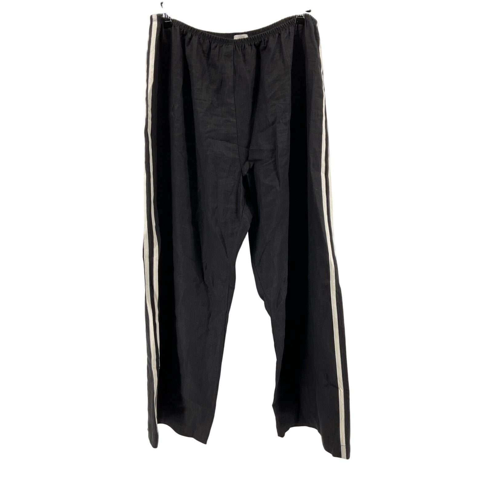 Donni. 'The Linen' Black Crop Stripe Pant Size XL