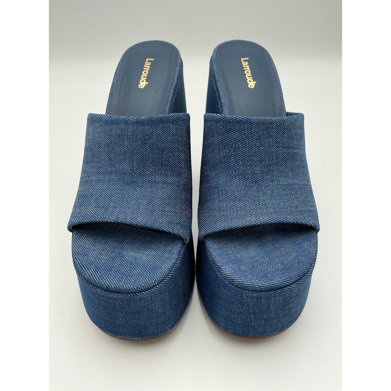 Larroude 'Wanda' Blue Denim Mule Size 8.5