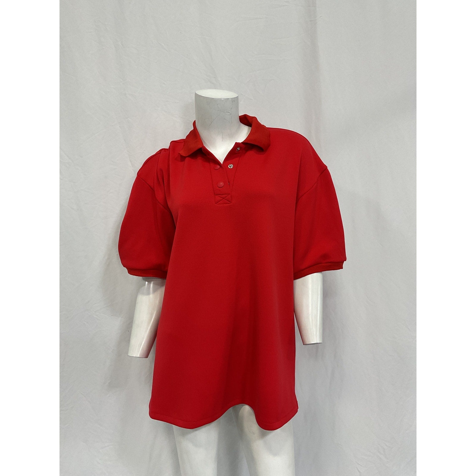 Tibi 'Luxe' Red Polyamide Pique Polo Shirt Size L