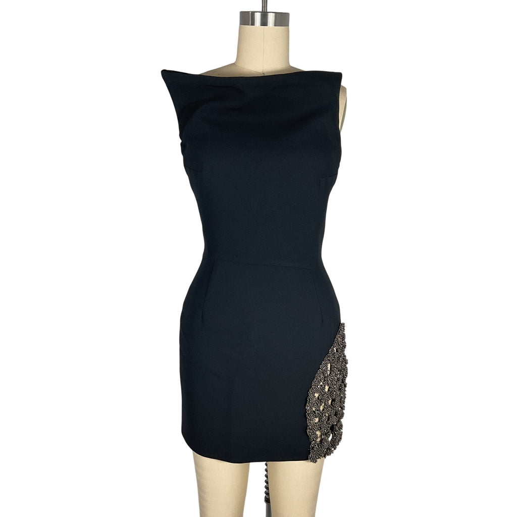 Maticevski Reveal Black Polyester Embellished Stretch-Crepe Mini Dress Size 4 / XS