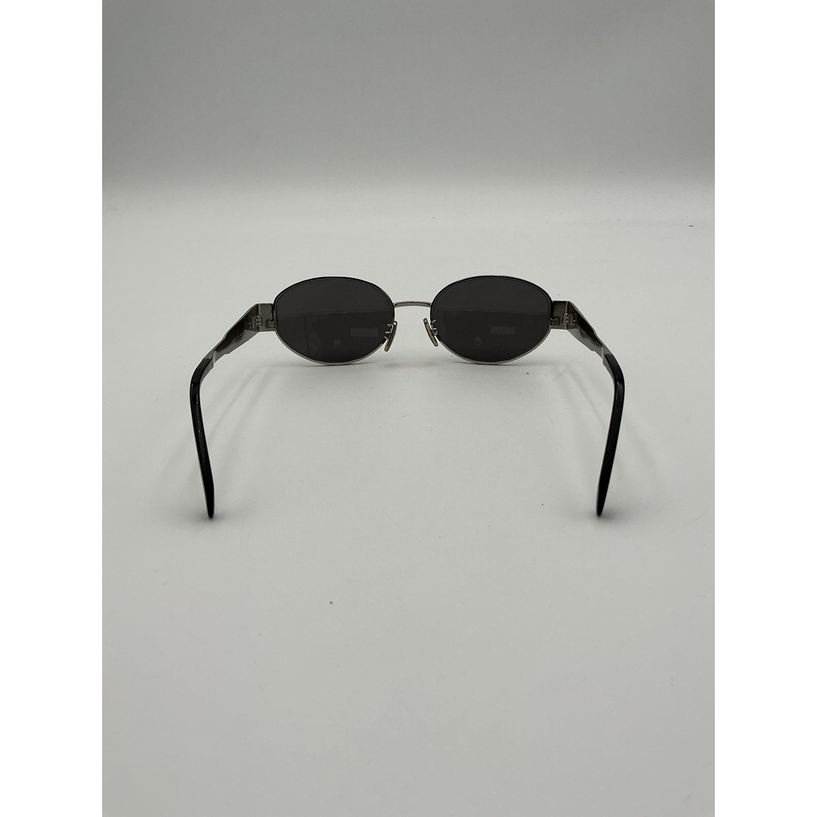 Celine 'Triomphe' Silver Metal 54mm Oval Sunglasses Size OS