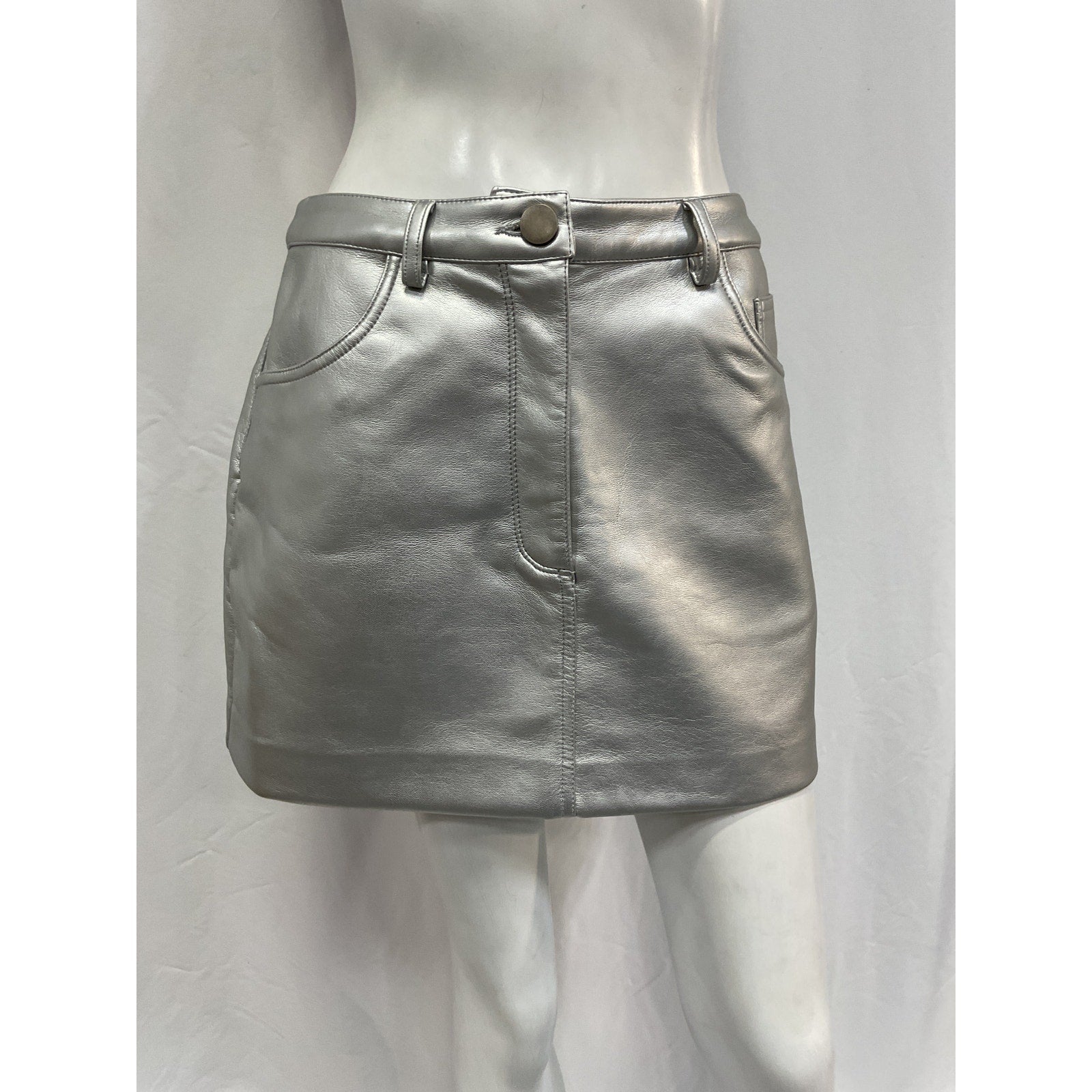 Apparis 'Gretchen' Silver Metallic Skirt Size M