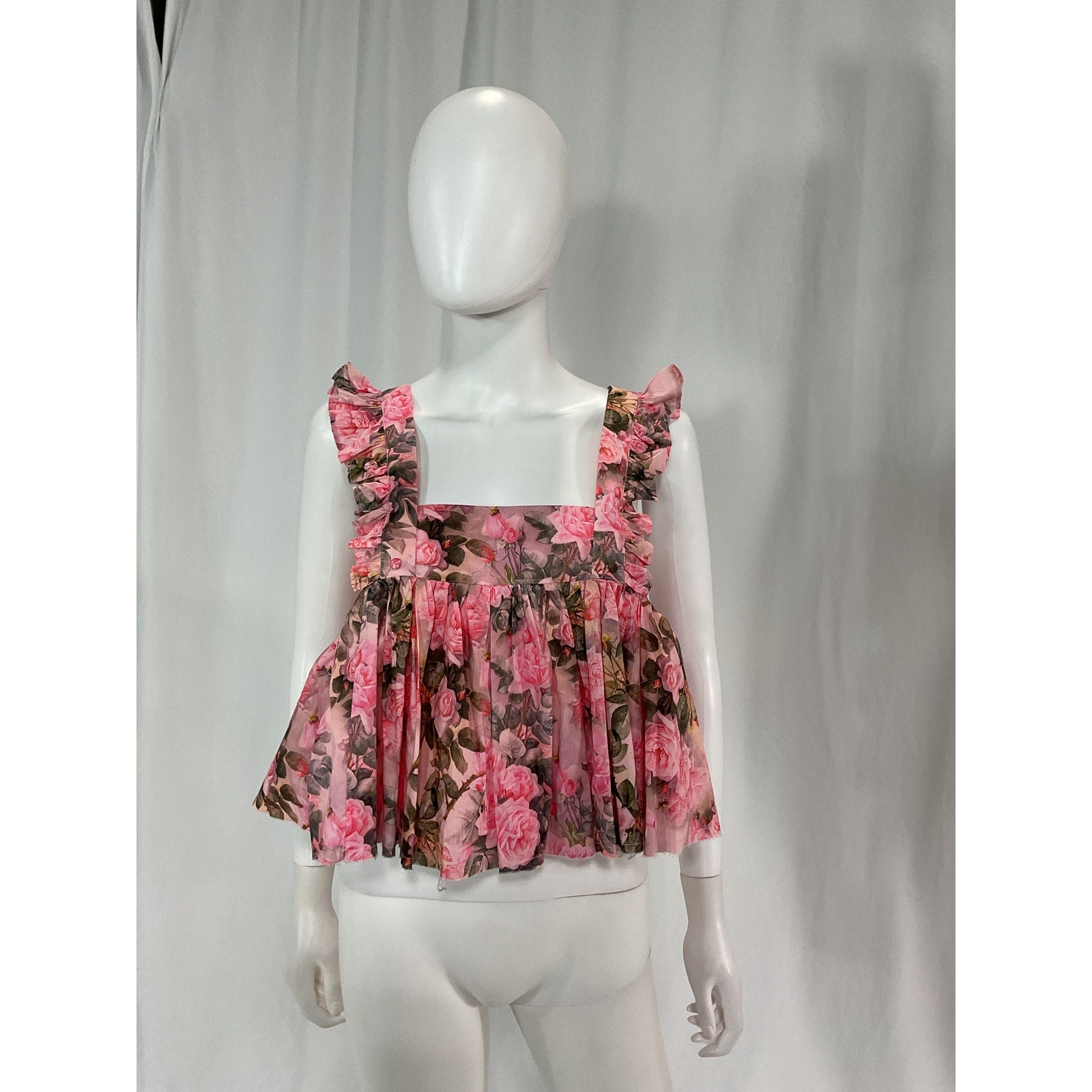 Selkie 'The Ruffle' Pink Poplin Apron Top Size S