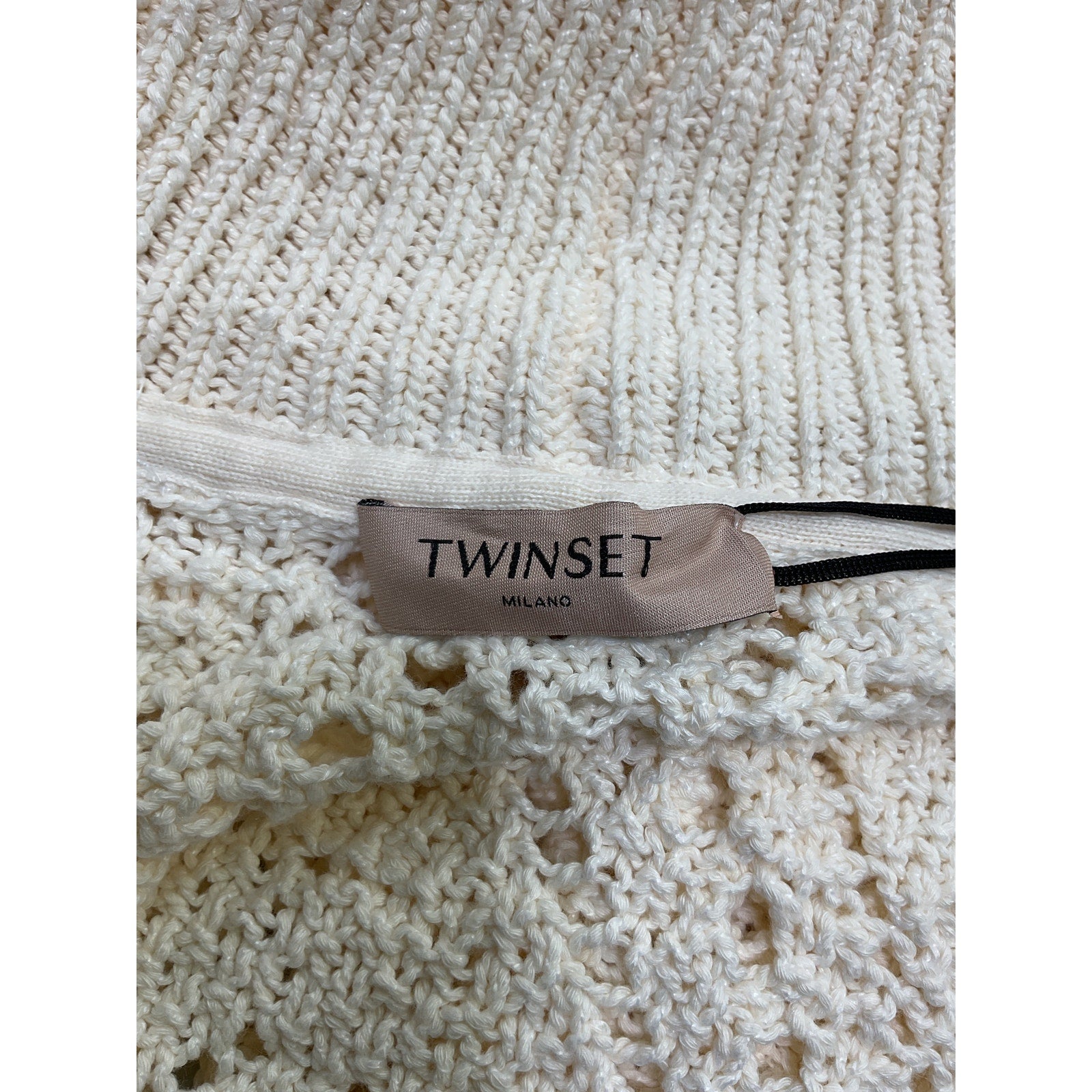 Twinset Belted Knitted White Cotton Cardigan Size M - NWT