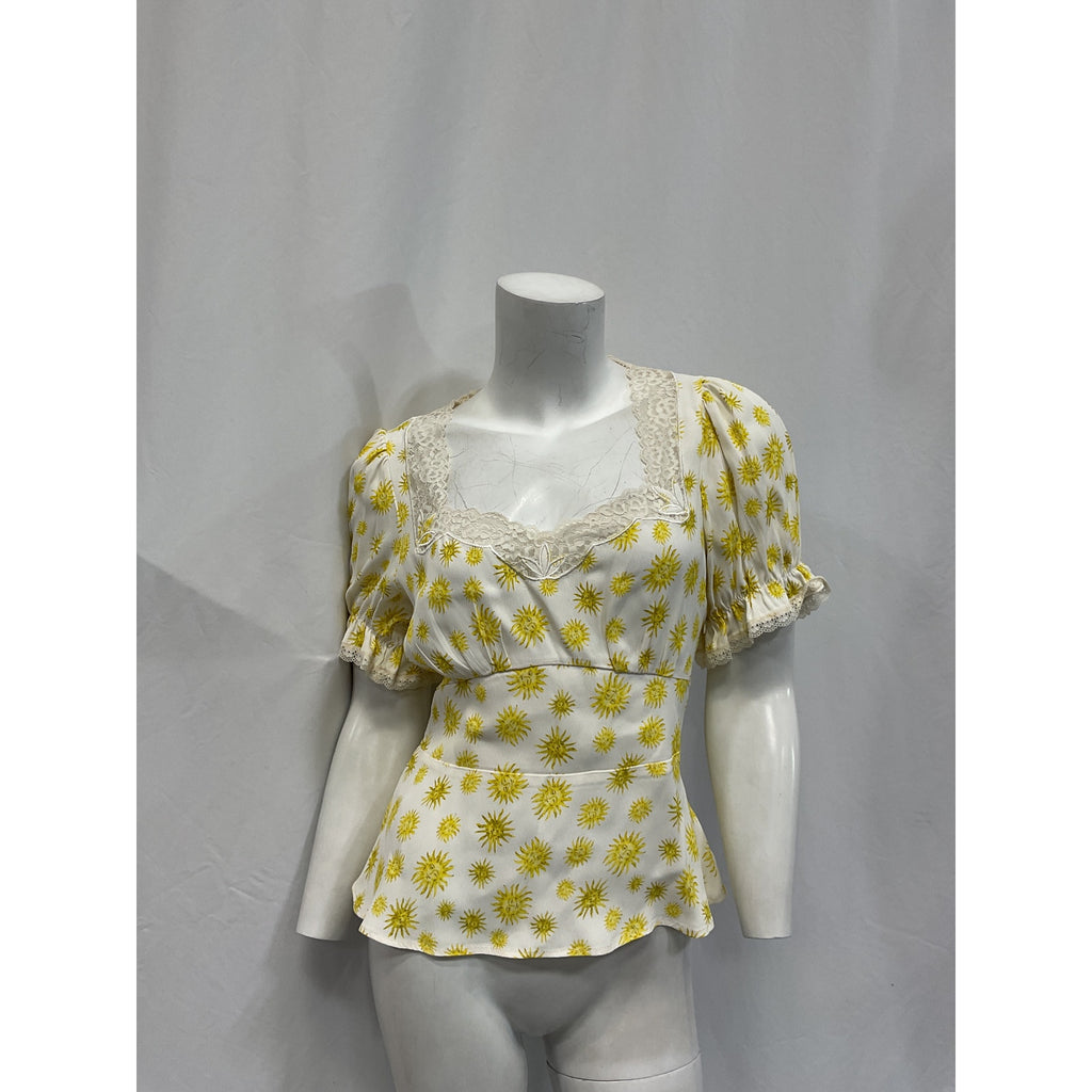 Rixo 'Selva' White Flora Print Top Size XS