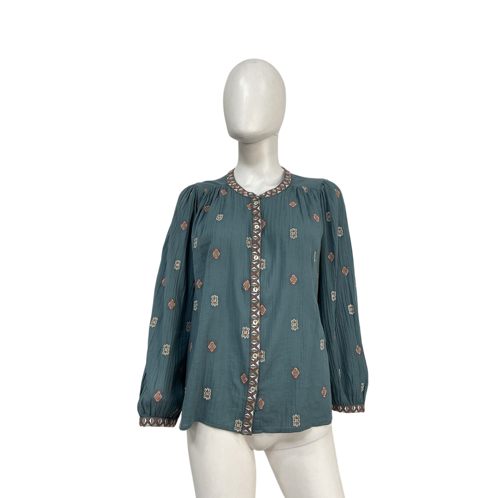 Ba&Sh 'Daphne' Blue Cotton Top Size S